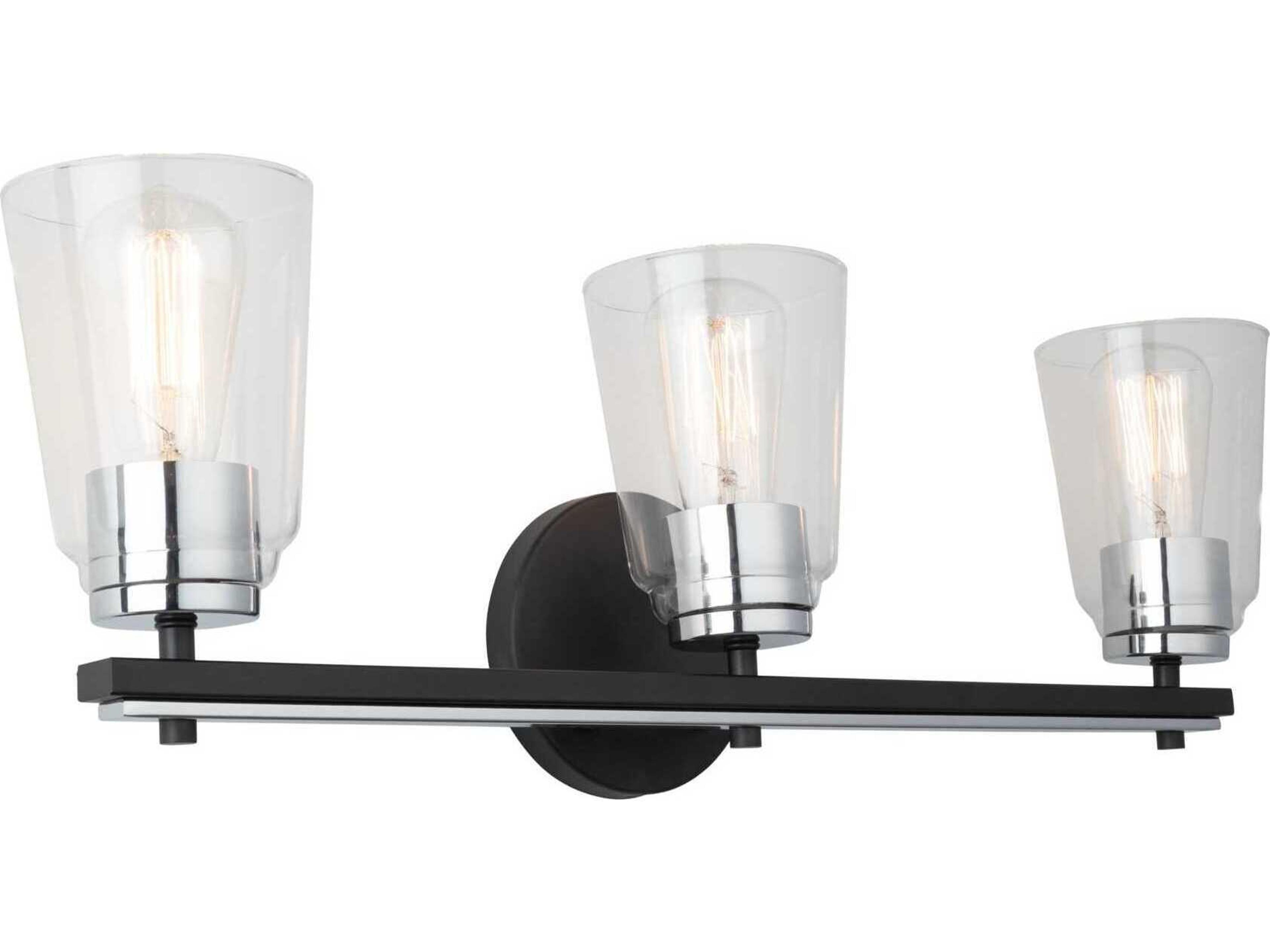 Artcraft Essex 3-Light Black Chrome Vanity Light