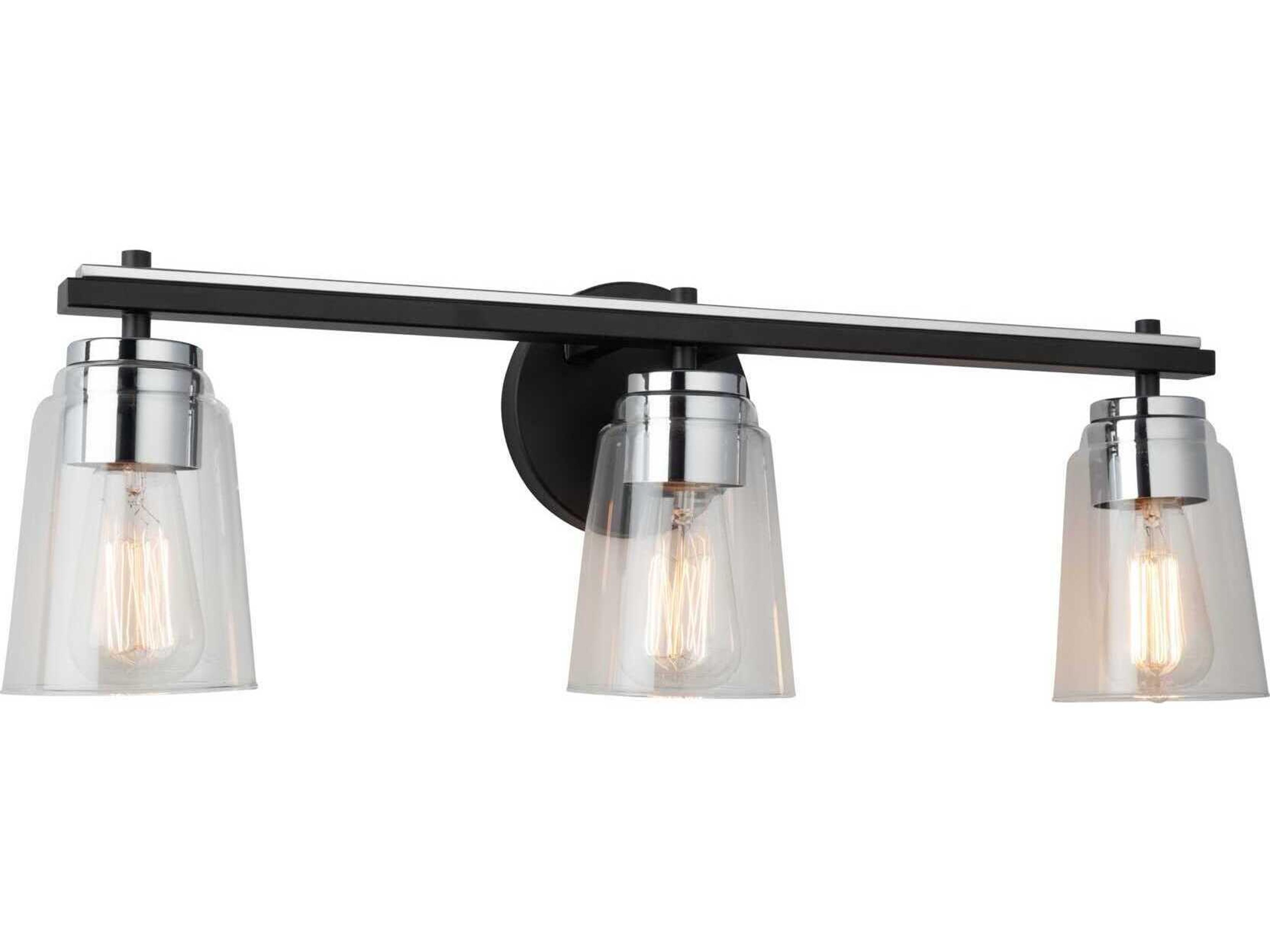 Artcraft Essex 3-Light Black Chrome Vanity Light