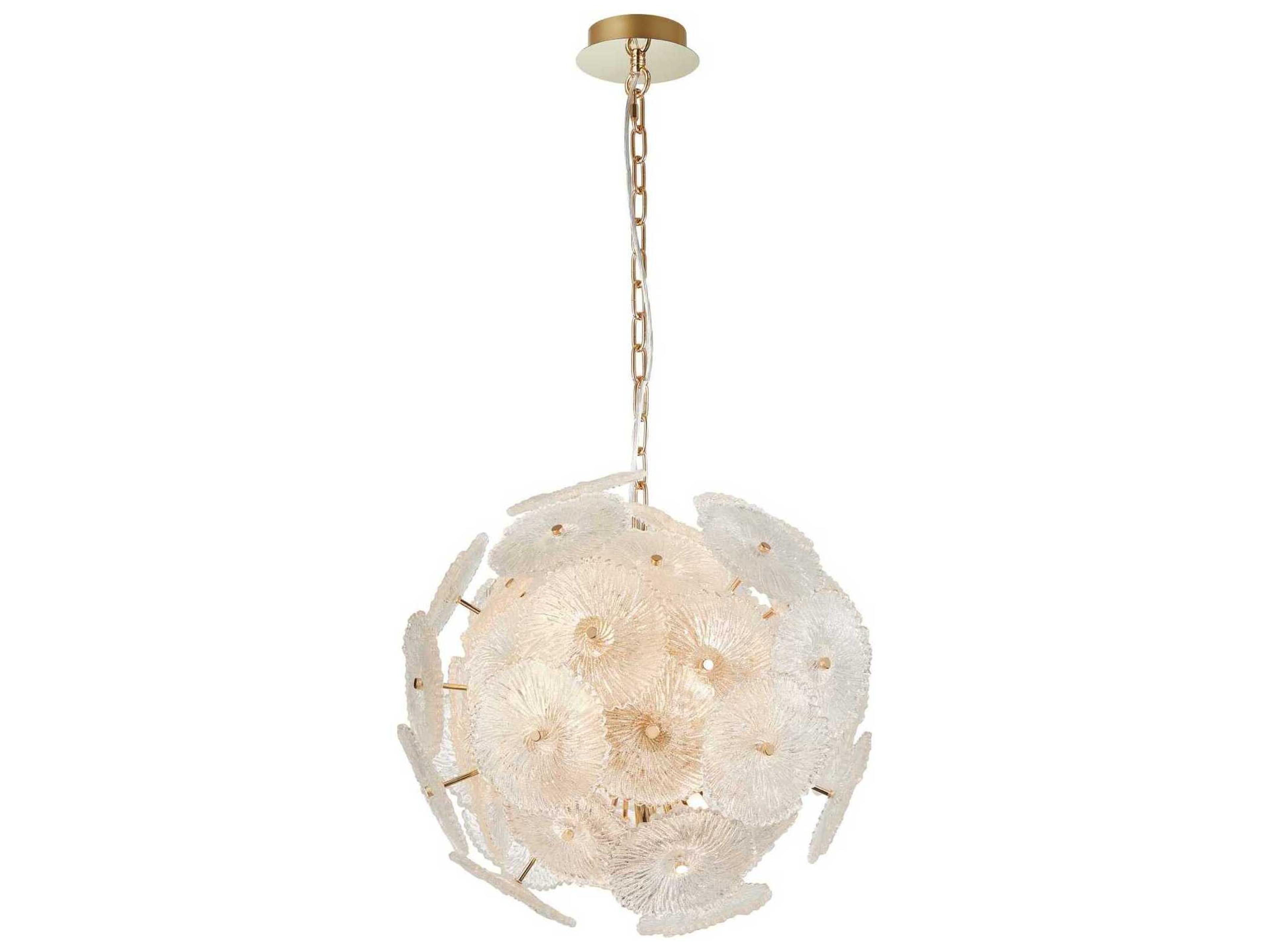 Bloom 18-Light Chandelier Brass with Floral Glass