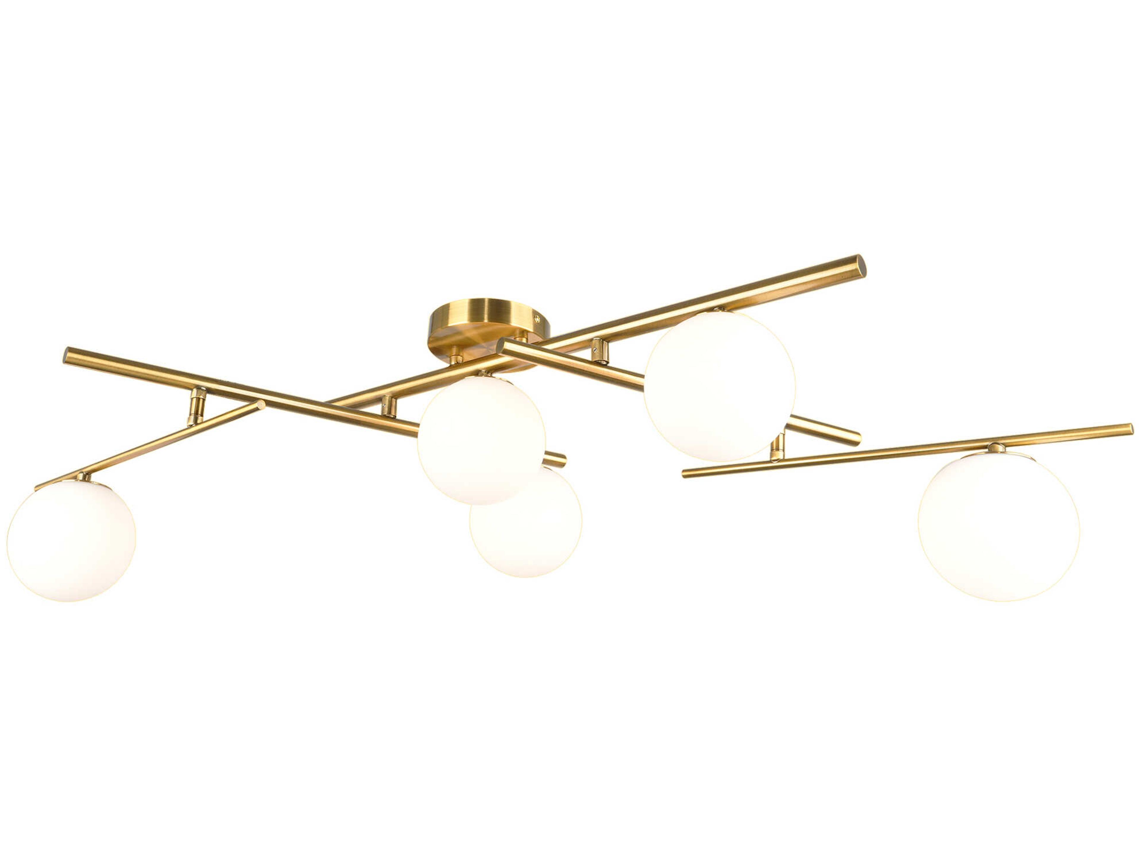 Modena 5 Light Semi-Flush Mount in Plated Brushed Brass