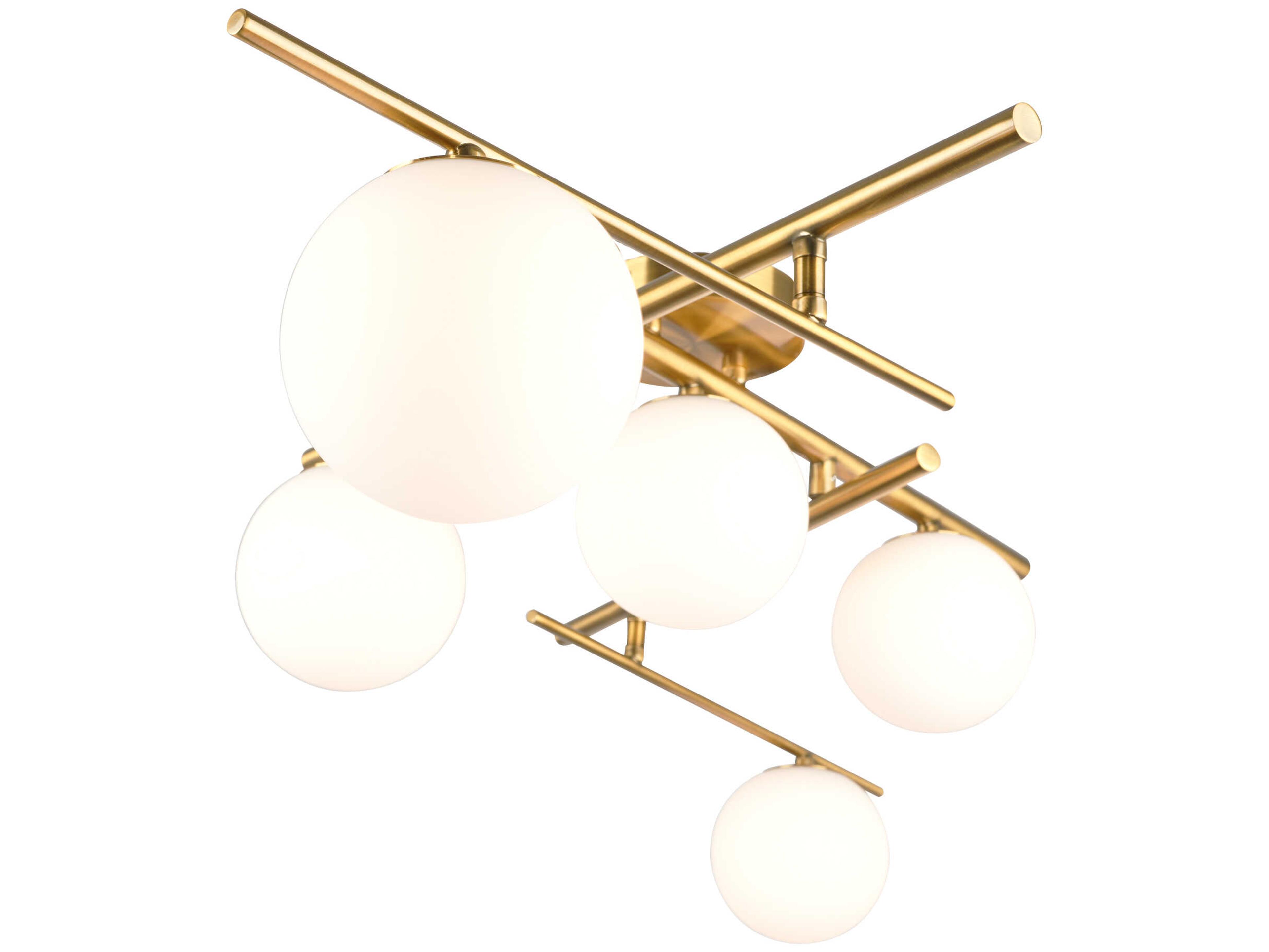 Artcraft Modena 5-Light Plated Brushed Brass Globe Semi Flush Mount