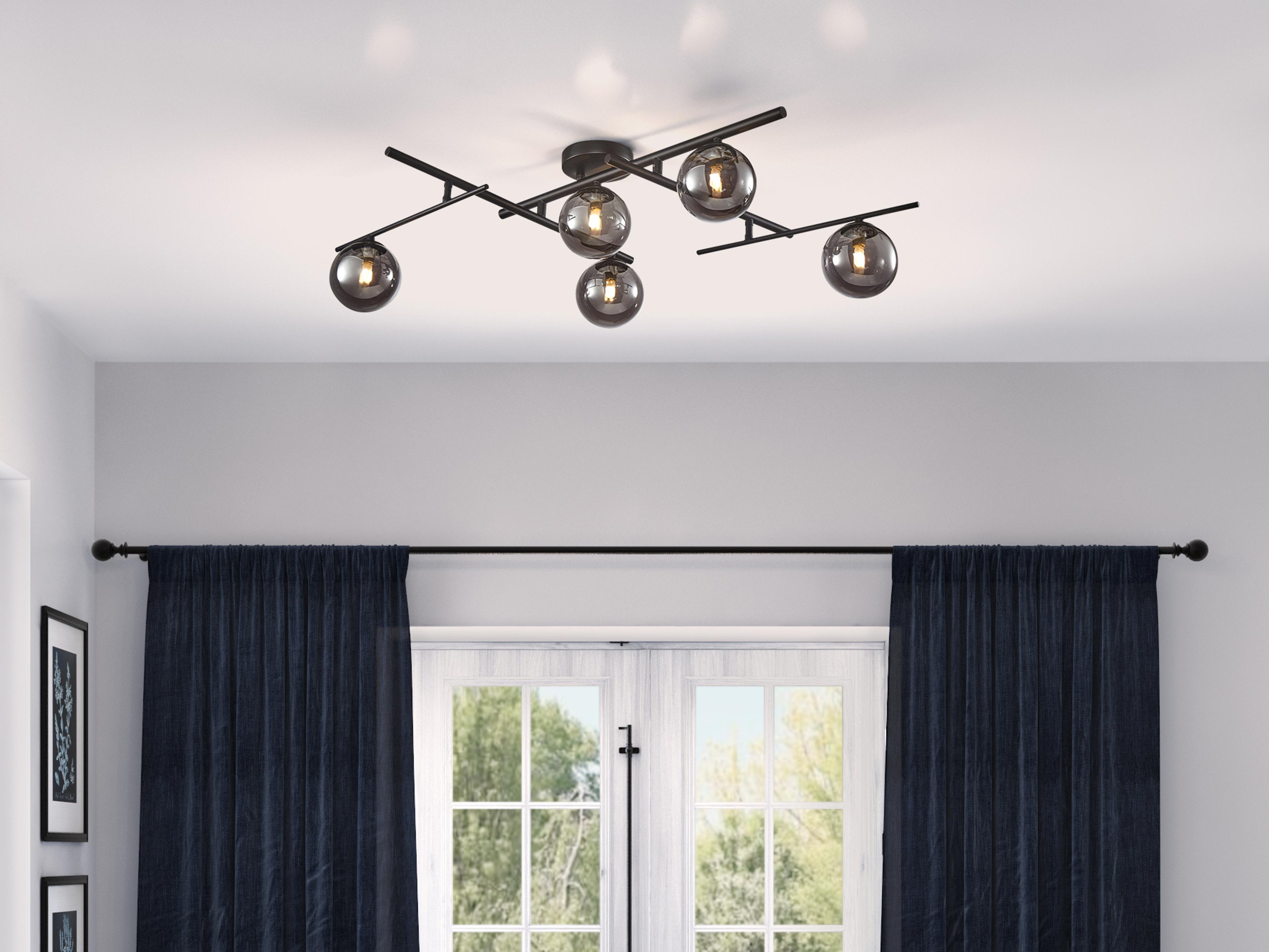 Artcraft Modena 5-Light Black Globe Semi Flush Mount