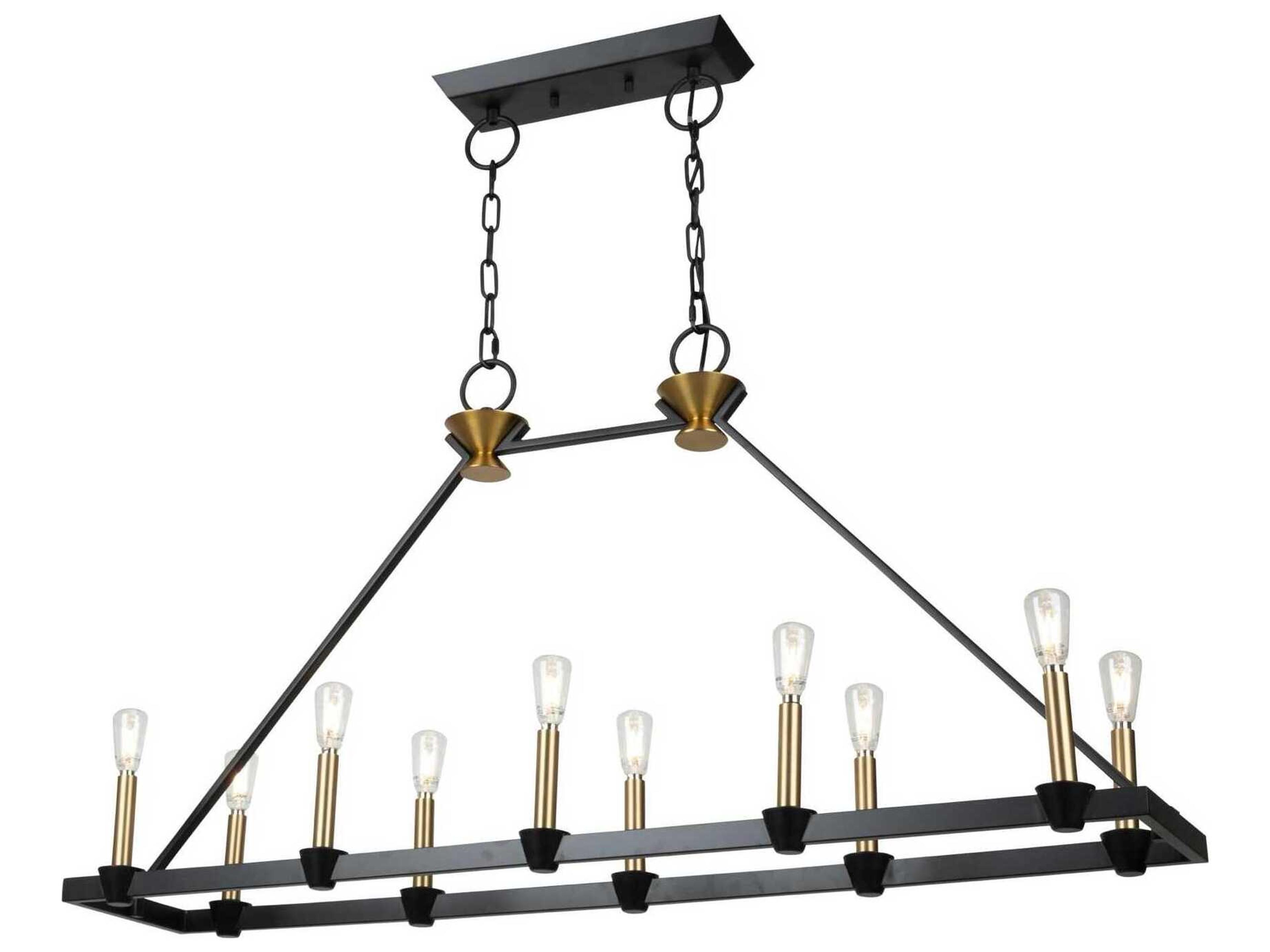 Notting Hill Linear Chandelier Modern Black and Brass