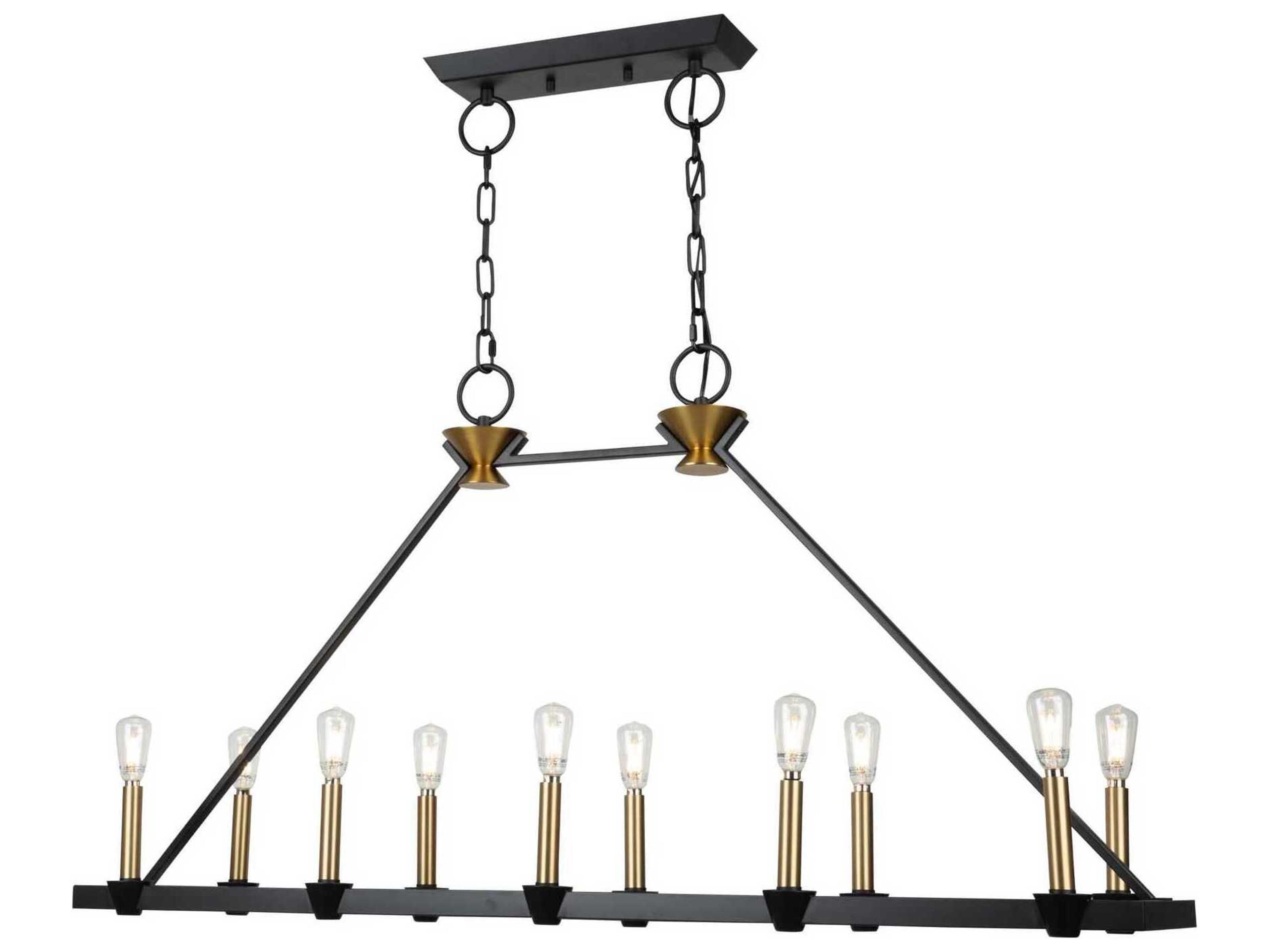Artcraft Notting Hill 10-Light Black Brushed Brass Island Pendant