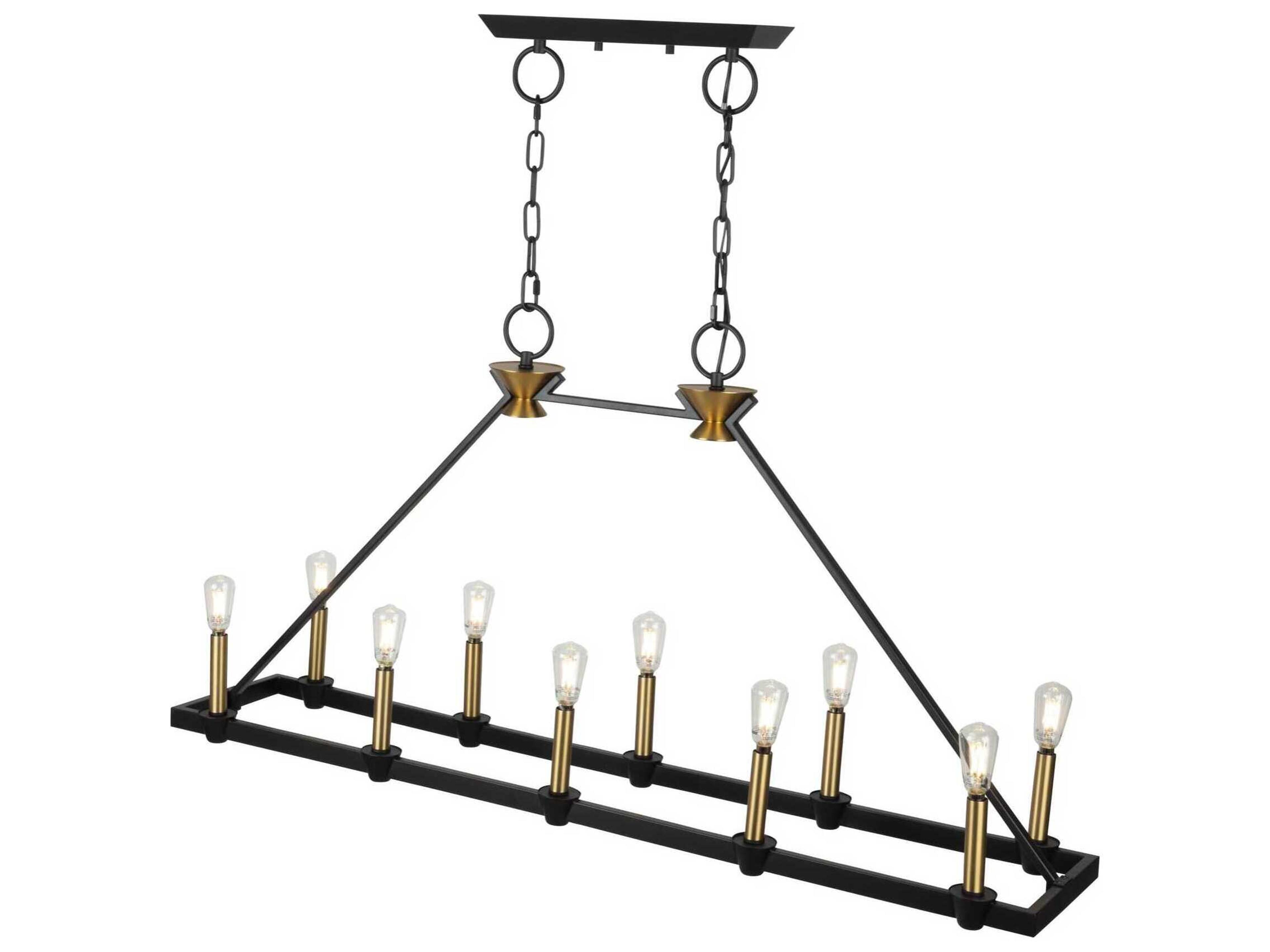 Artcraft Notting Hill 10-Light Black Brushed Brass Island Pendant