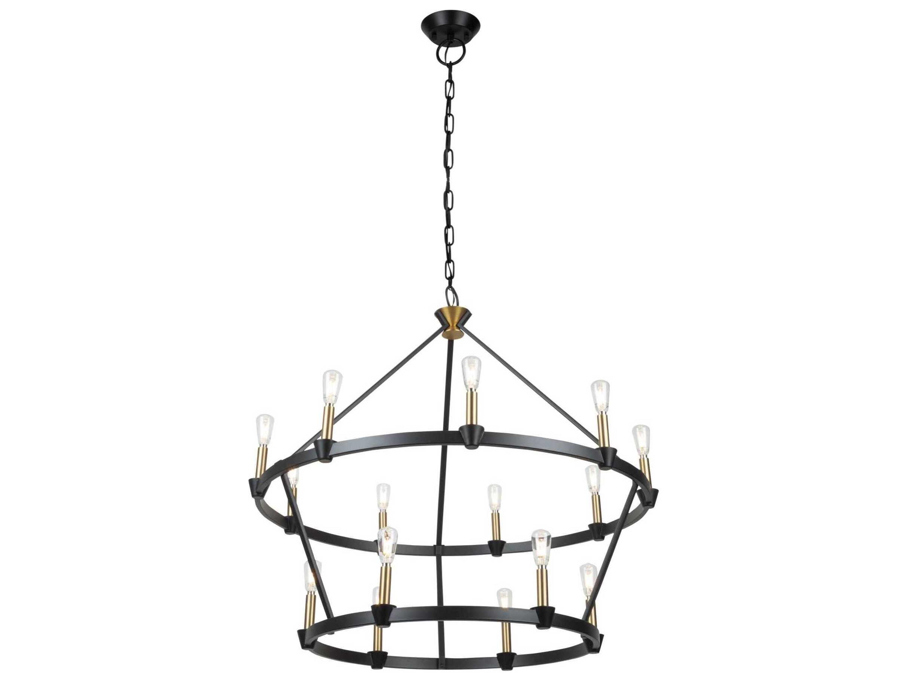 Notting Hill Two-Tier Chandelier Black and Brass