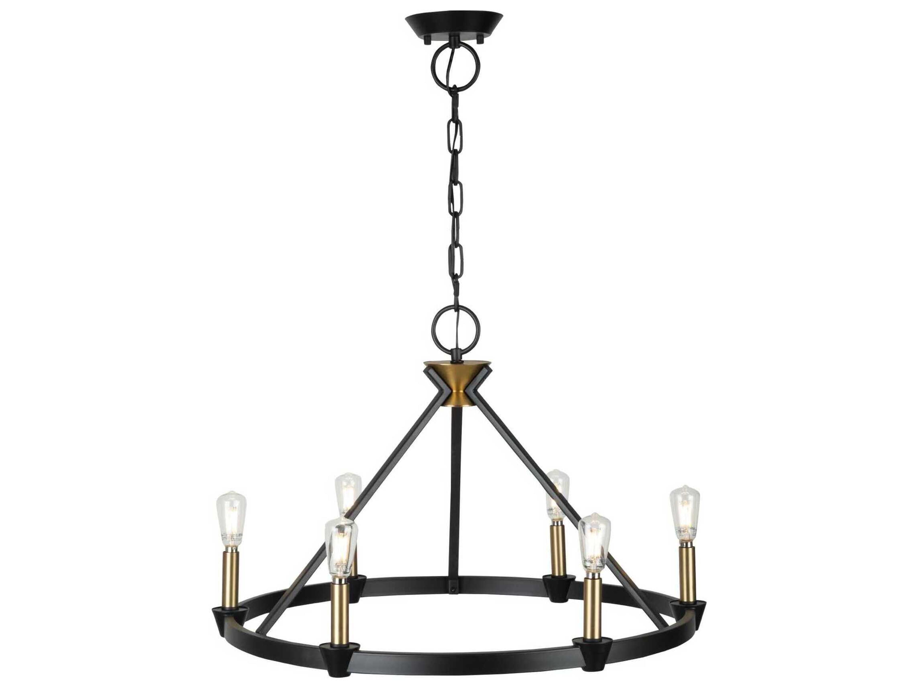 Notting Hill Chandelier in Black and Brushed Brass