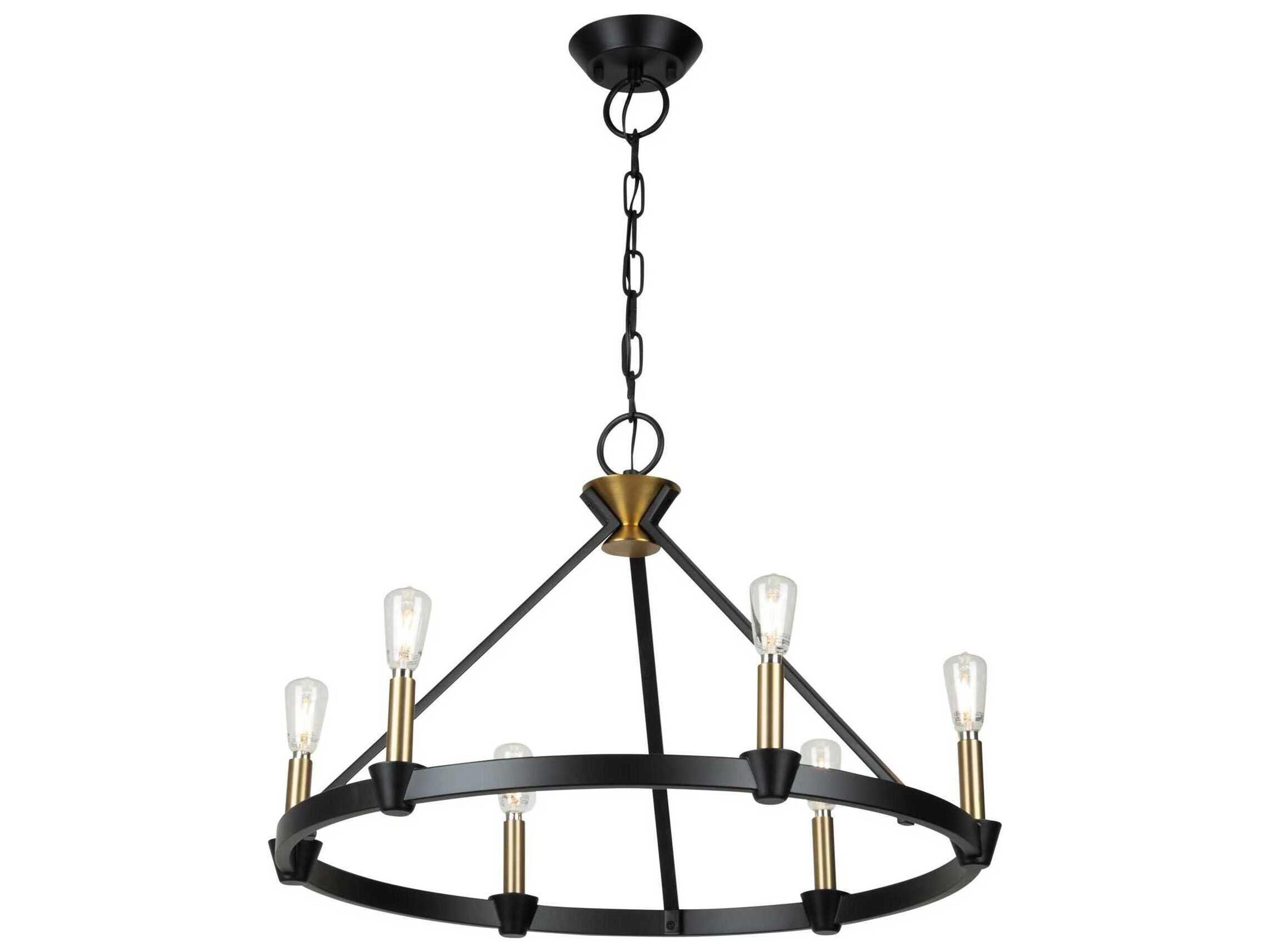Artcraft Notting Hill 6-Light Black Brushed Brass Chandelier