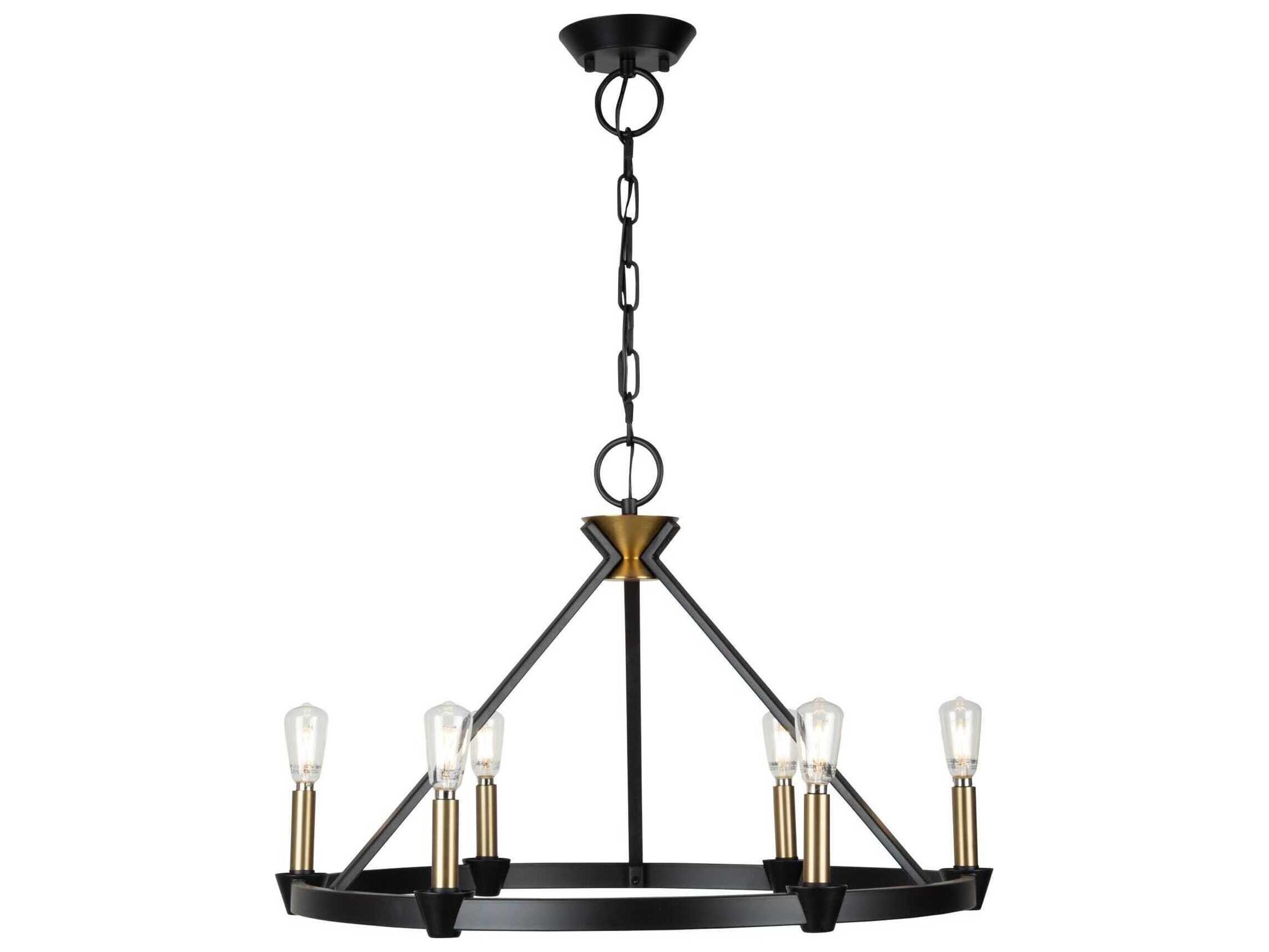 Artcraft Notting Hill 6-Light Black Brushed Brass Chandelier
