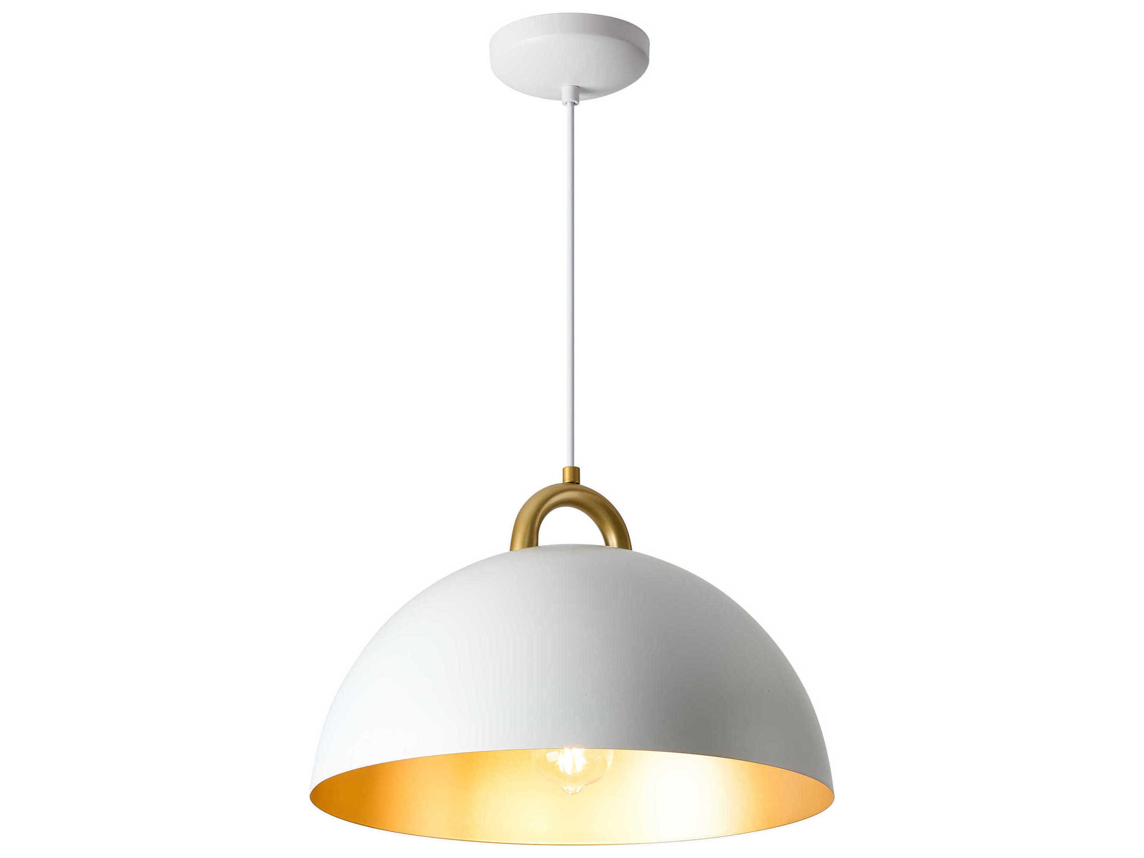 Pantheon Pendant Light Modern Industrial Gold and White