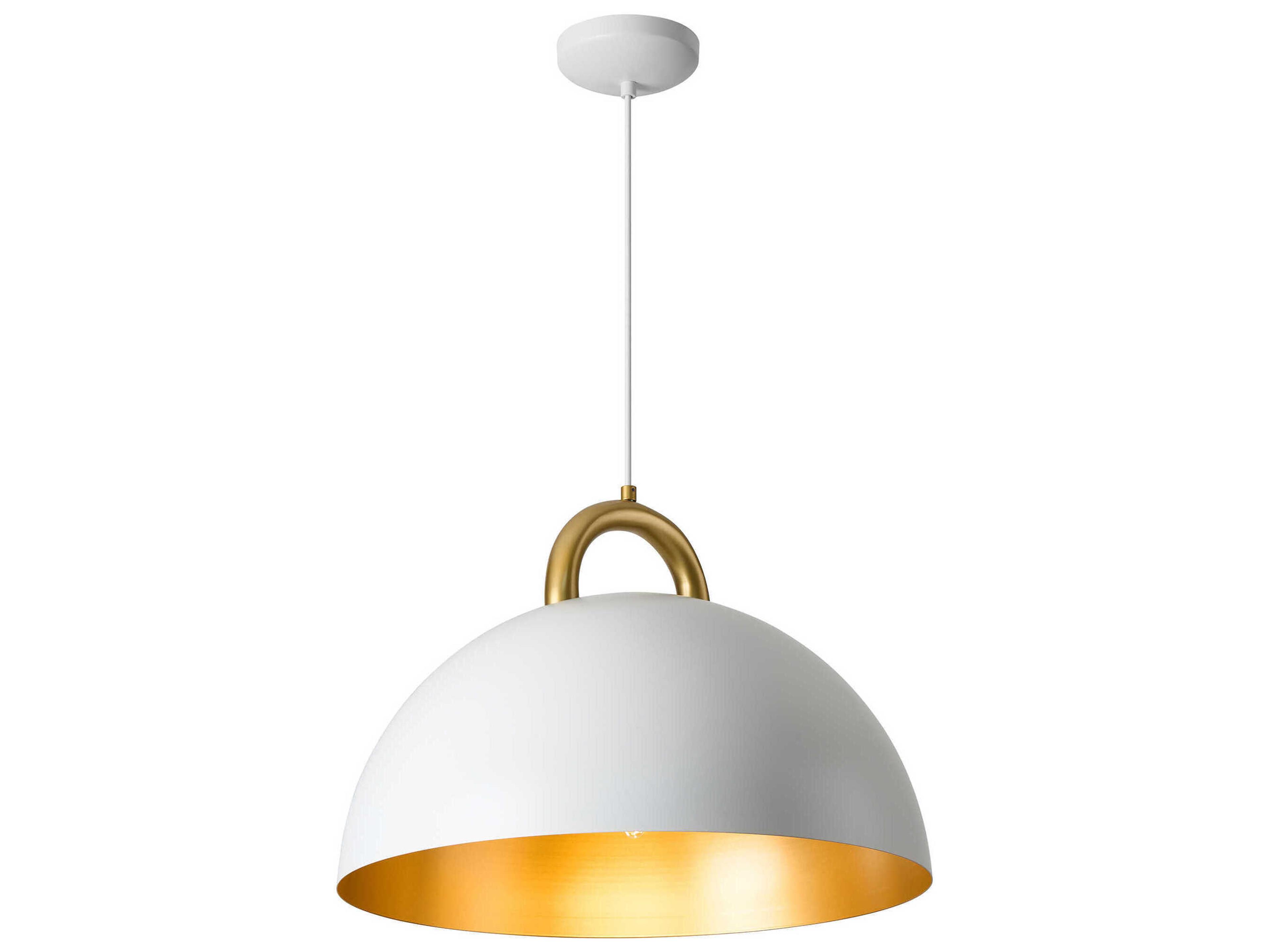 Artcraft Pantheon 1-Light Gold White Dome Pendant