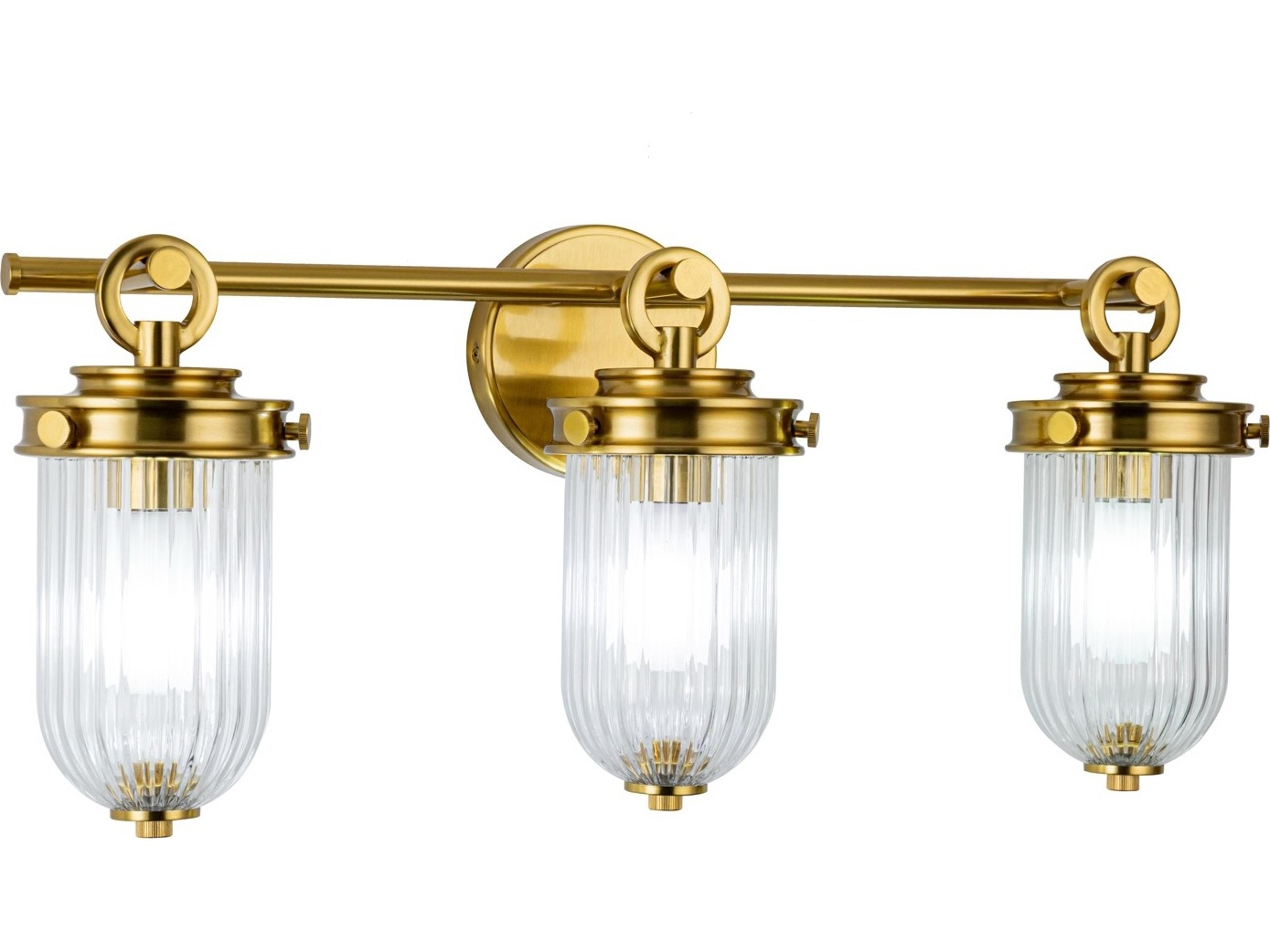 Myla 3 Light Bathroom Vanity Vintage Brass Wall Light