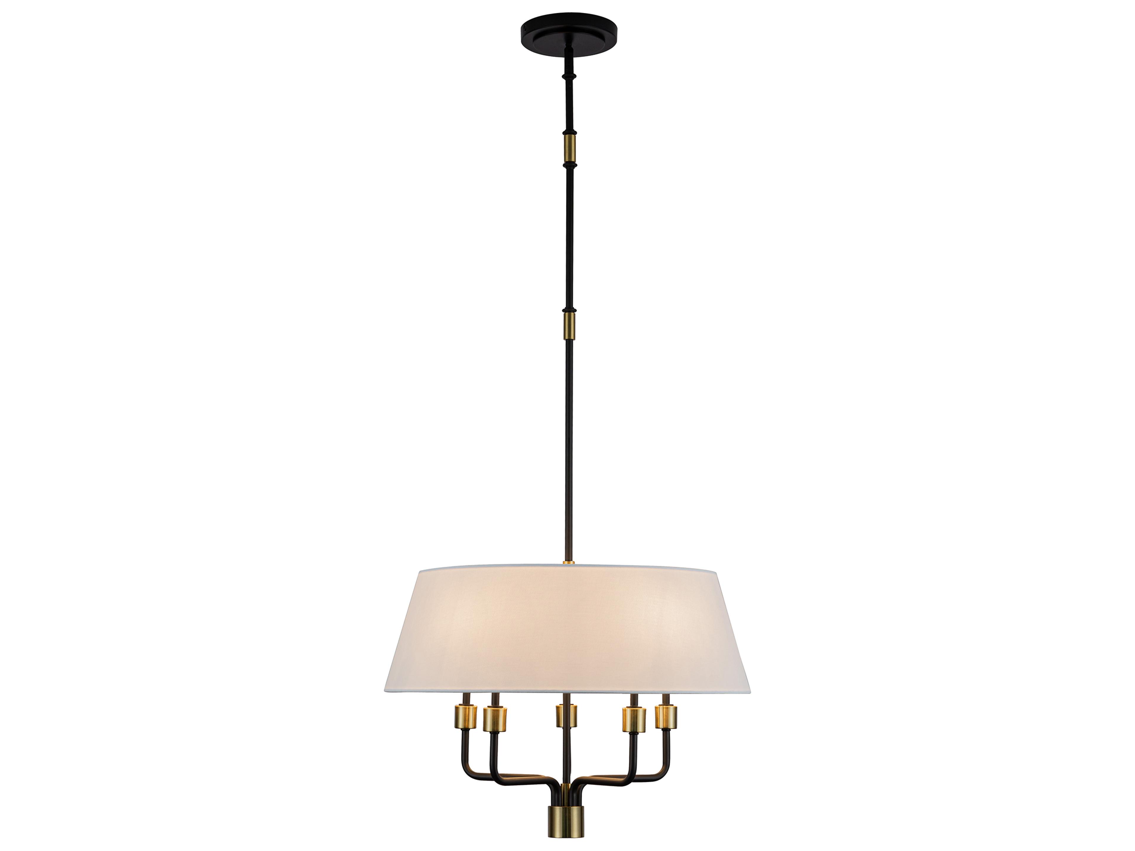 Artcraft Providence 5-Light Black Brushed Brass Drum Pendant