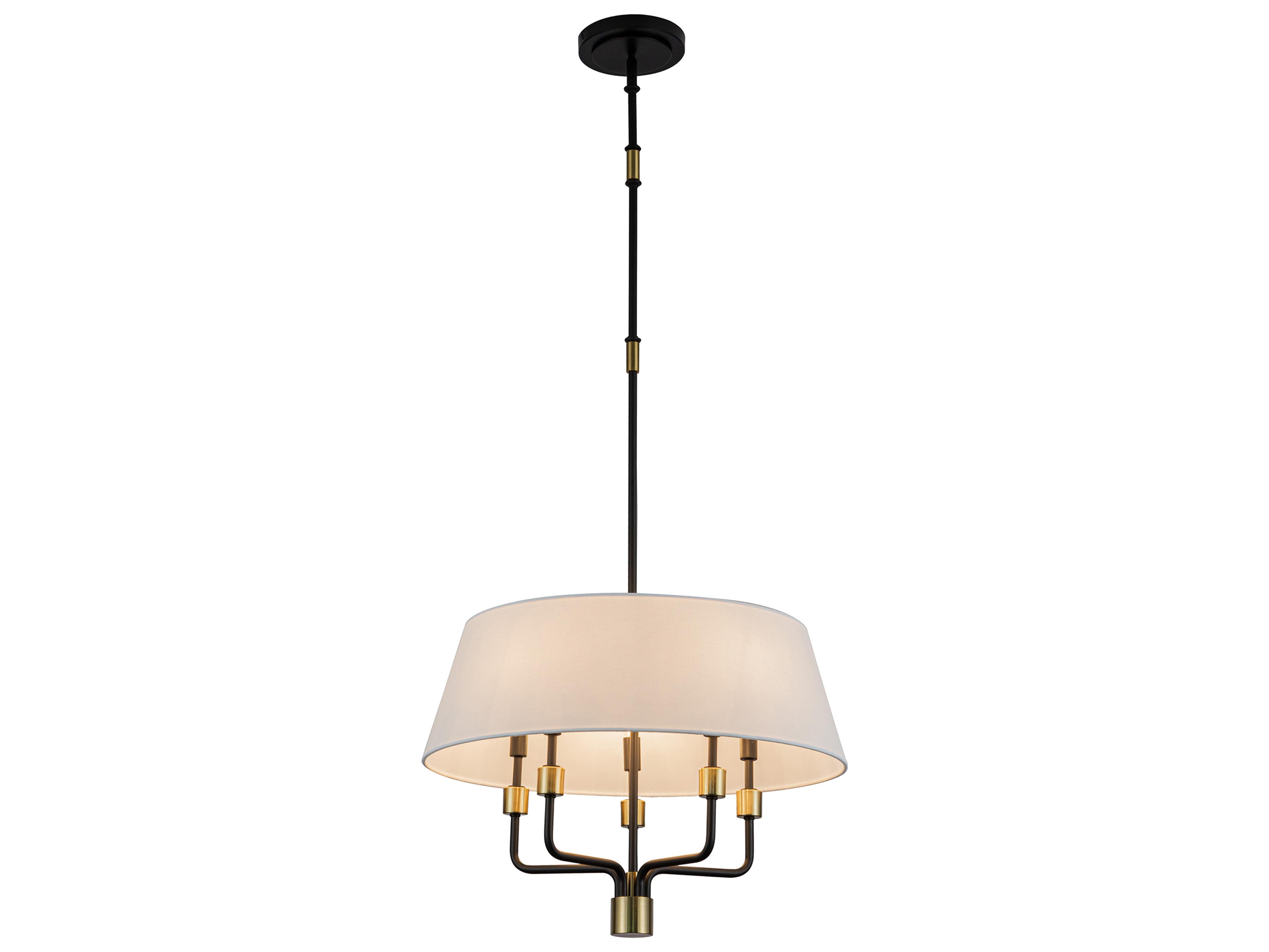 Artcraft Providence 5-Light Black Brushed Brass Drum Pendant