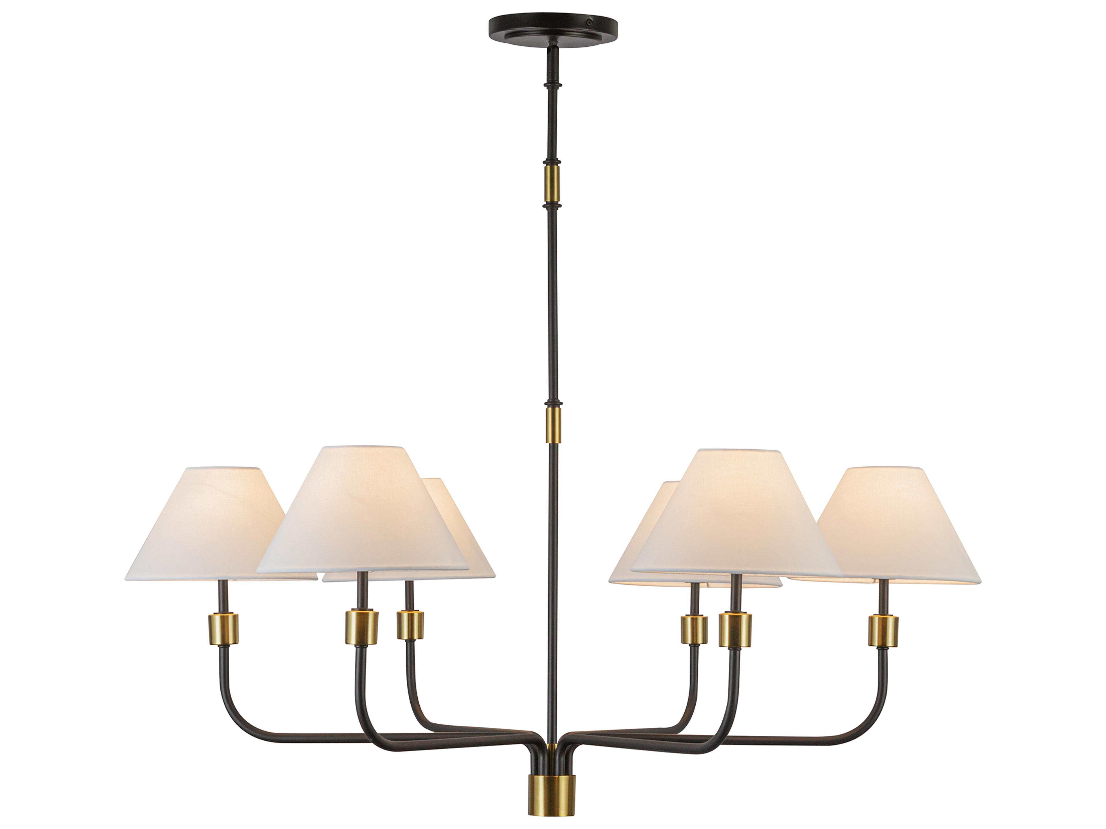 Artcraft Providence 6-Light Black Brushed Brass Candelabra Empire Chandelier