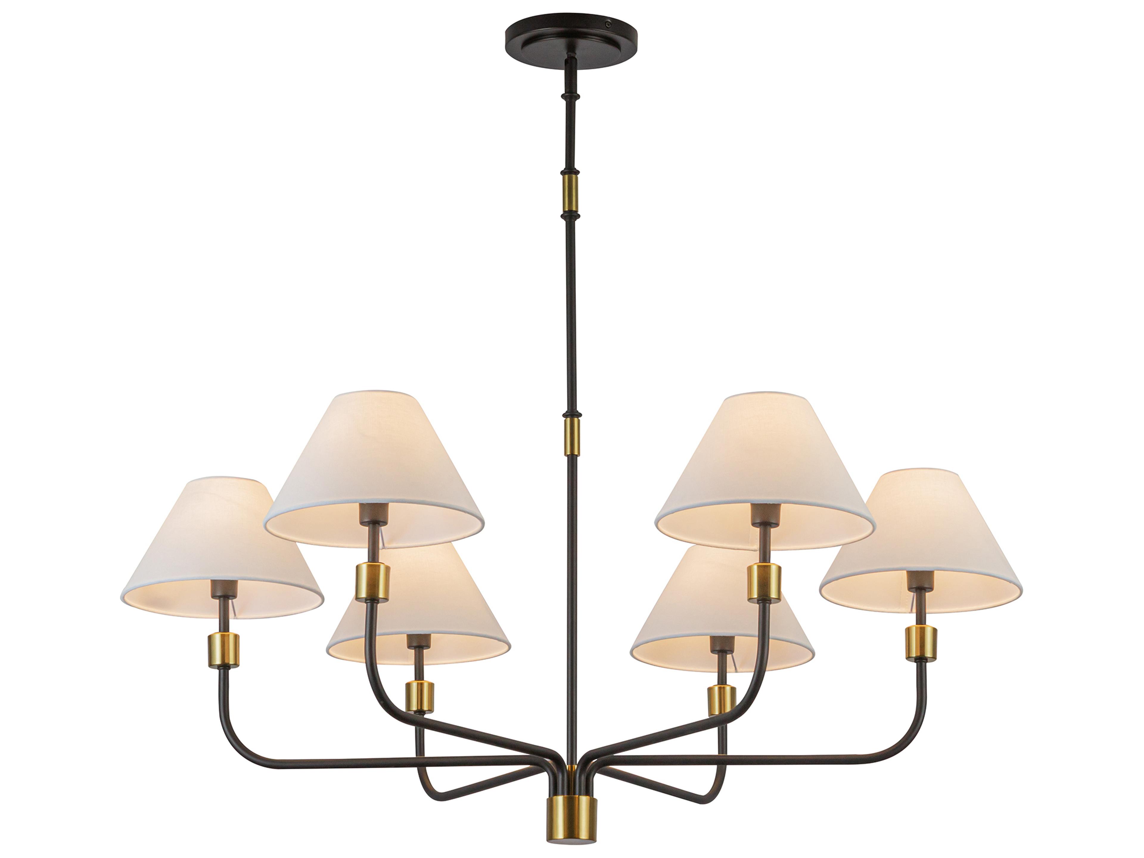 Artcraft Providence 6-Light Black Brushed Brass Candelabra Empire Chandelier