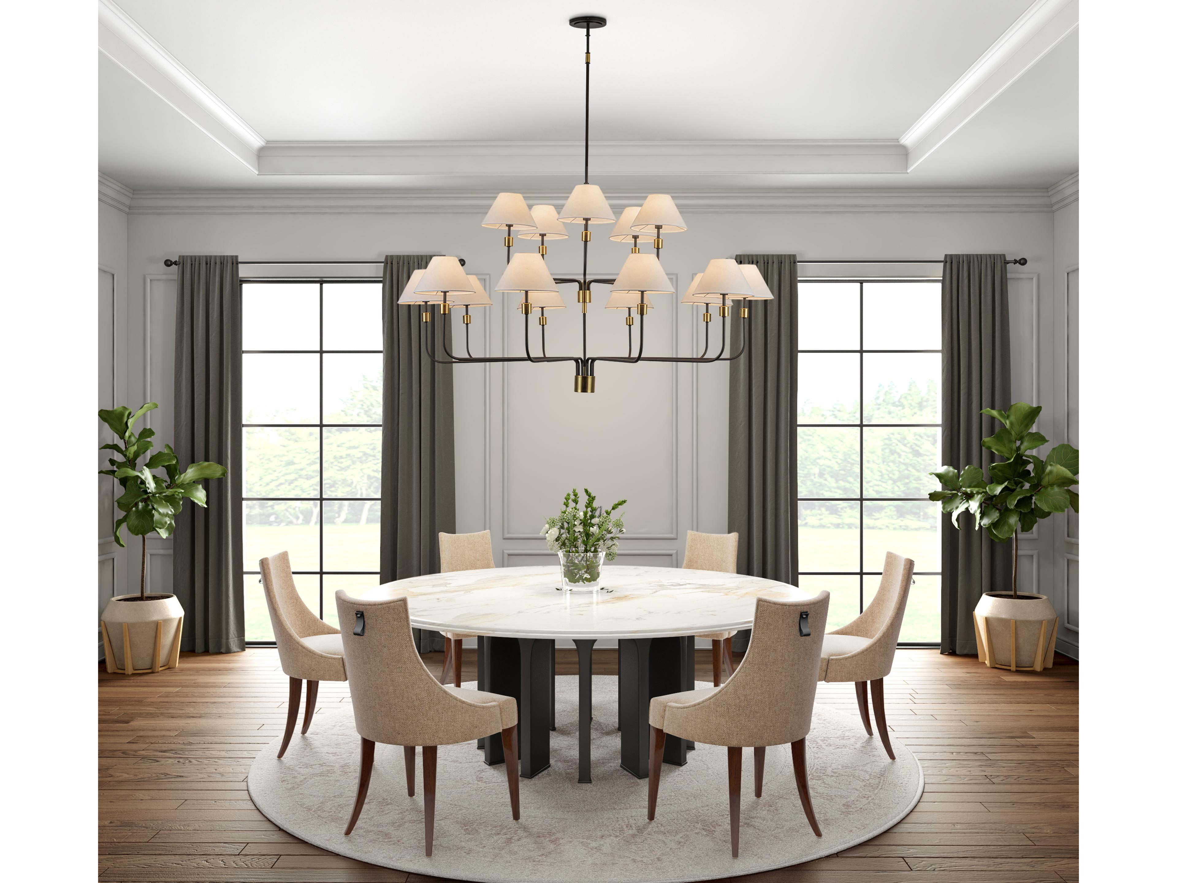 Artcraft Providence 15-Light Black Brushed Brass Candelabra Empire Chandelier