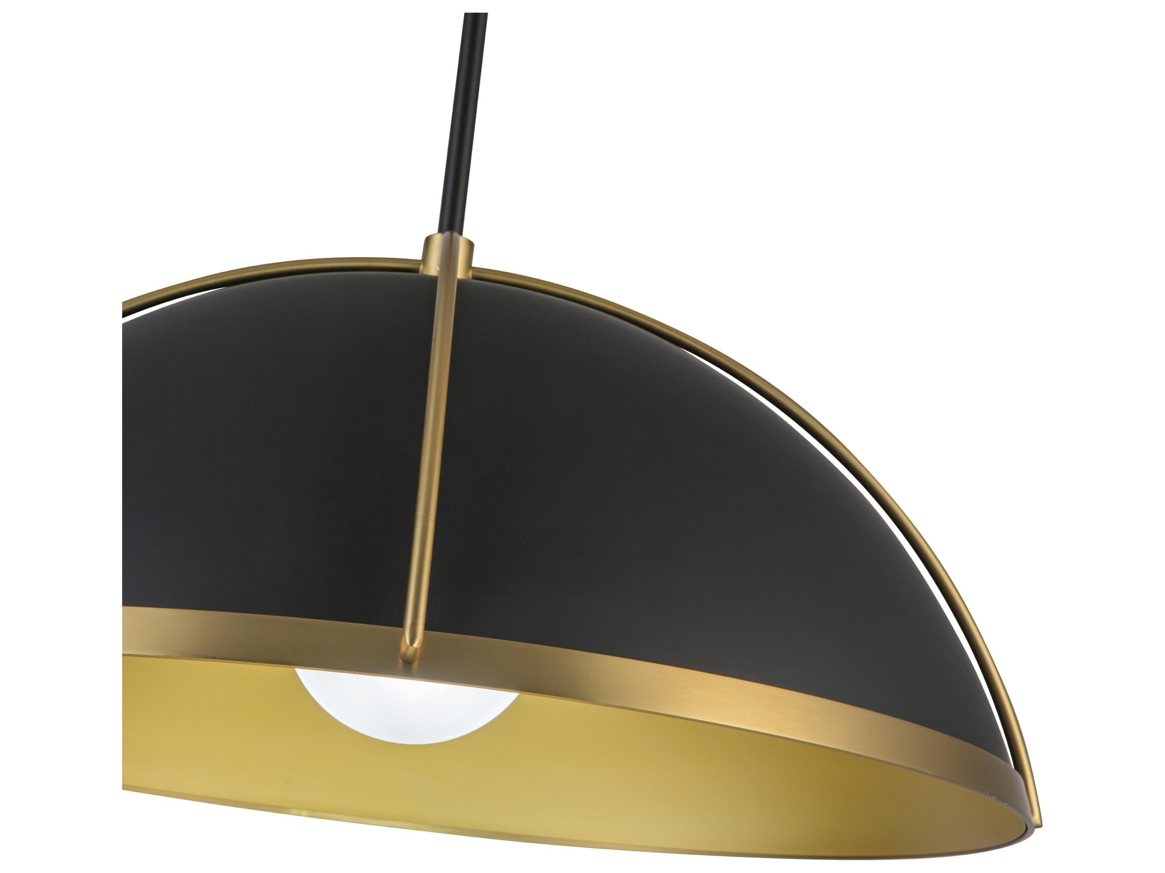 Artcraft Dahlia 1-Light Black Brushed Brass Pendant