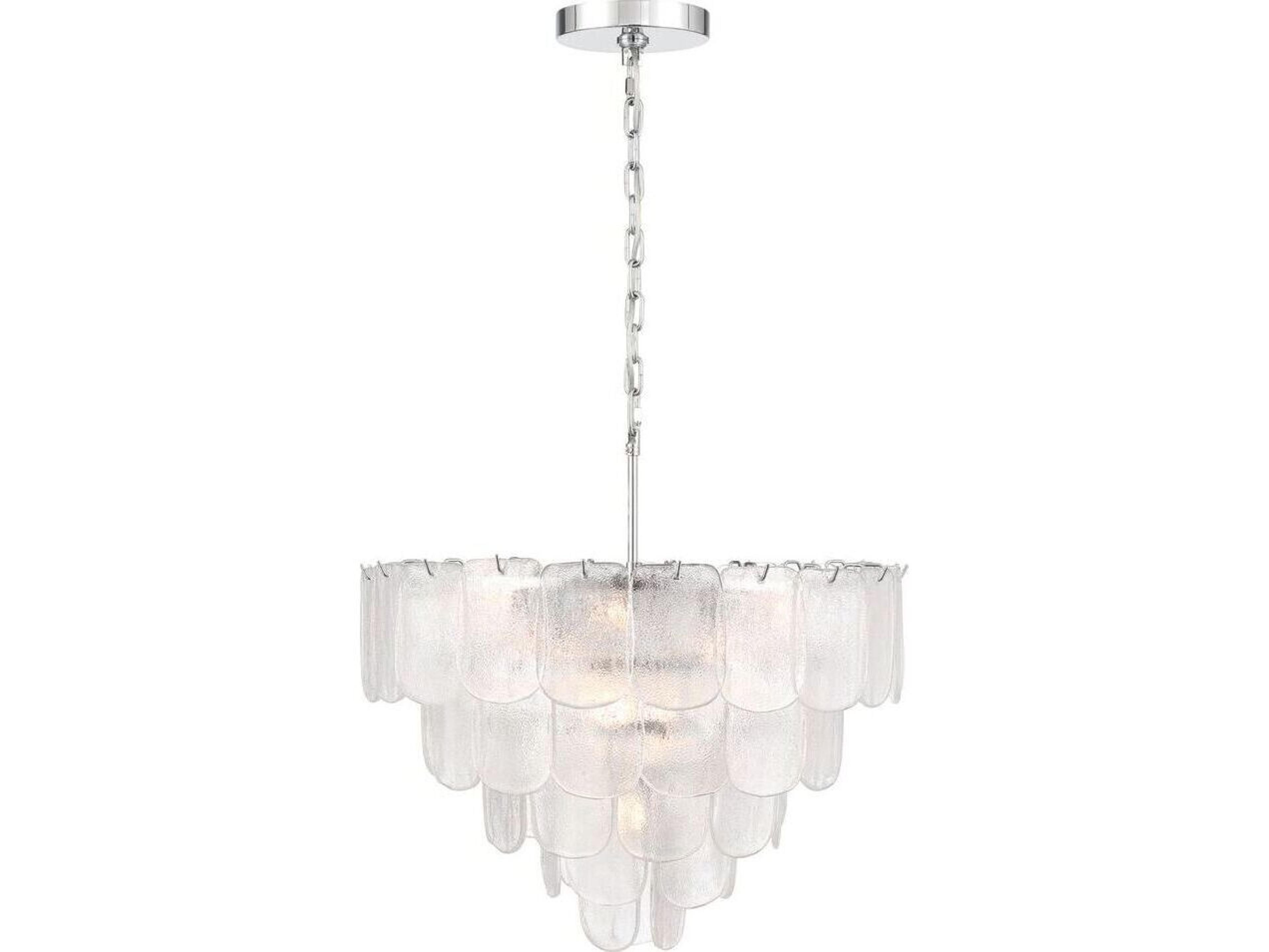 Artcraft Bianca 12 - Light Polished Nickel Off White Tiered Chandelier
