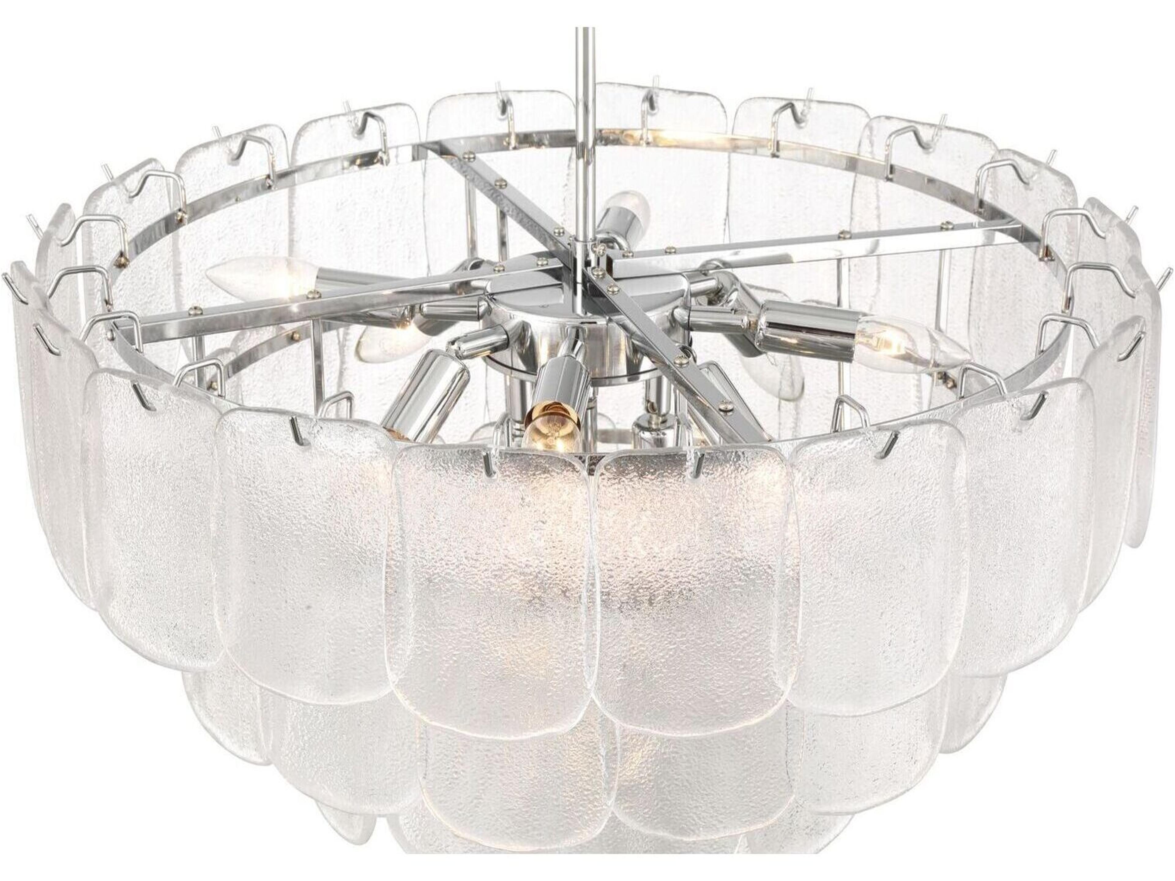 Artcraft Bianca 12 - Light Polished Nickel Off White Tiered Chandelier