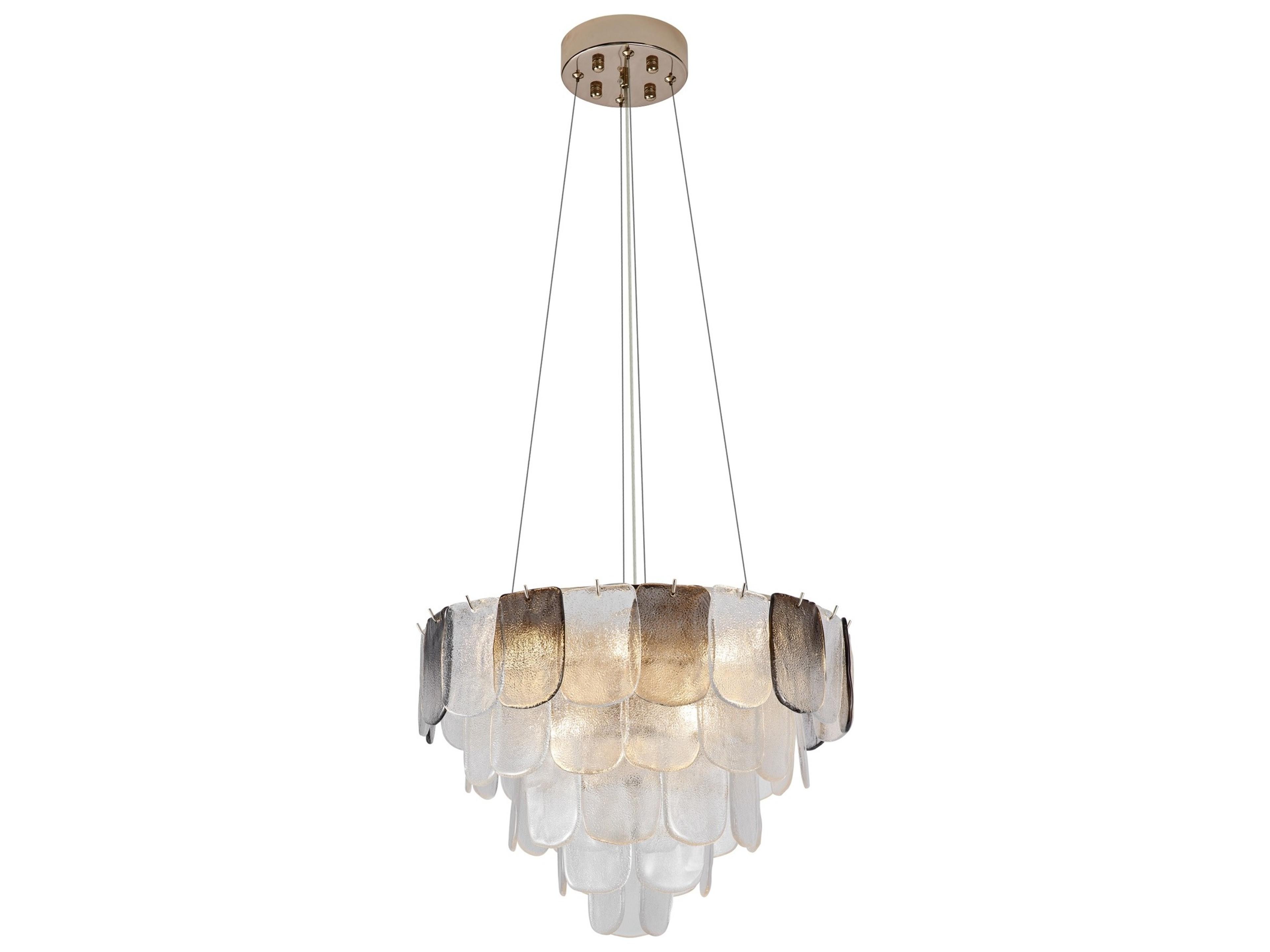 Bianca 12-Light Chandelier in Polished Nickel and Crystalline Smoke