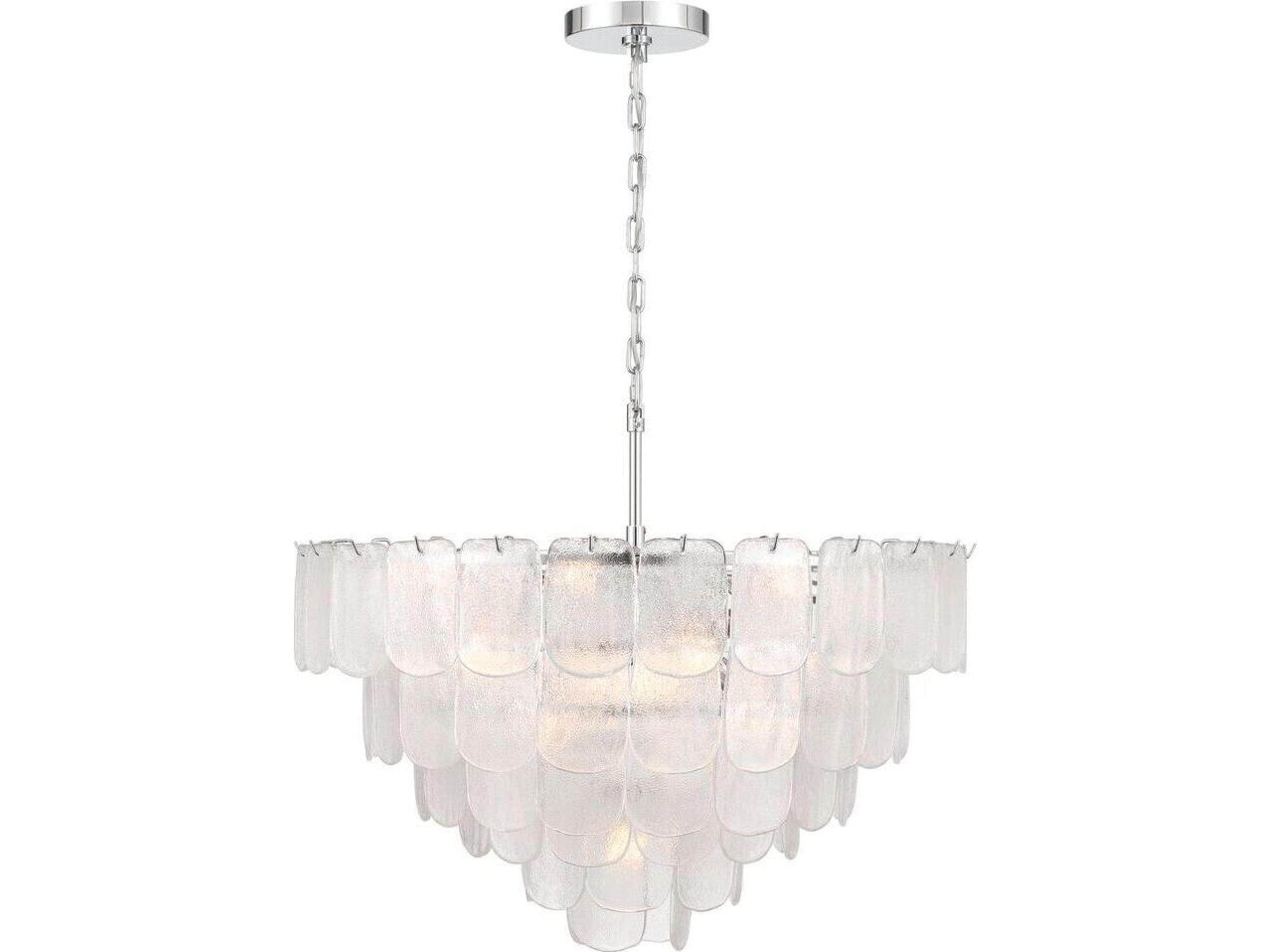 Artcraft Bianca 19 - Light Polished Nickel Off White Tiered Chandelier