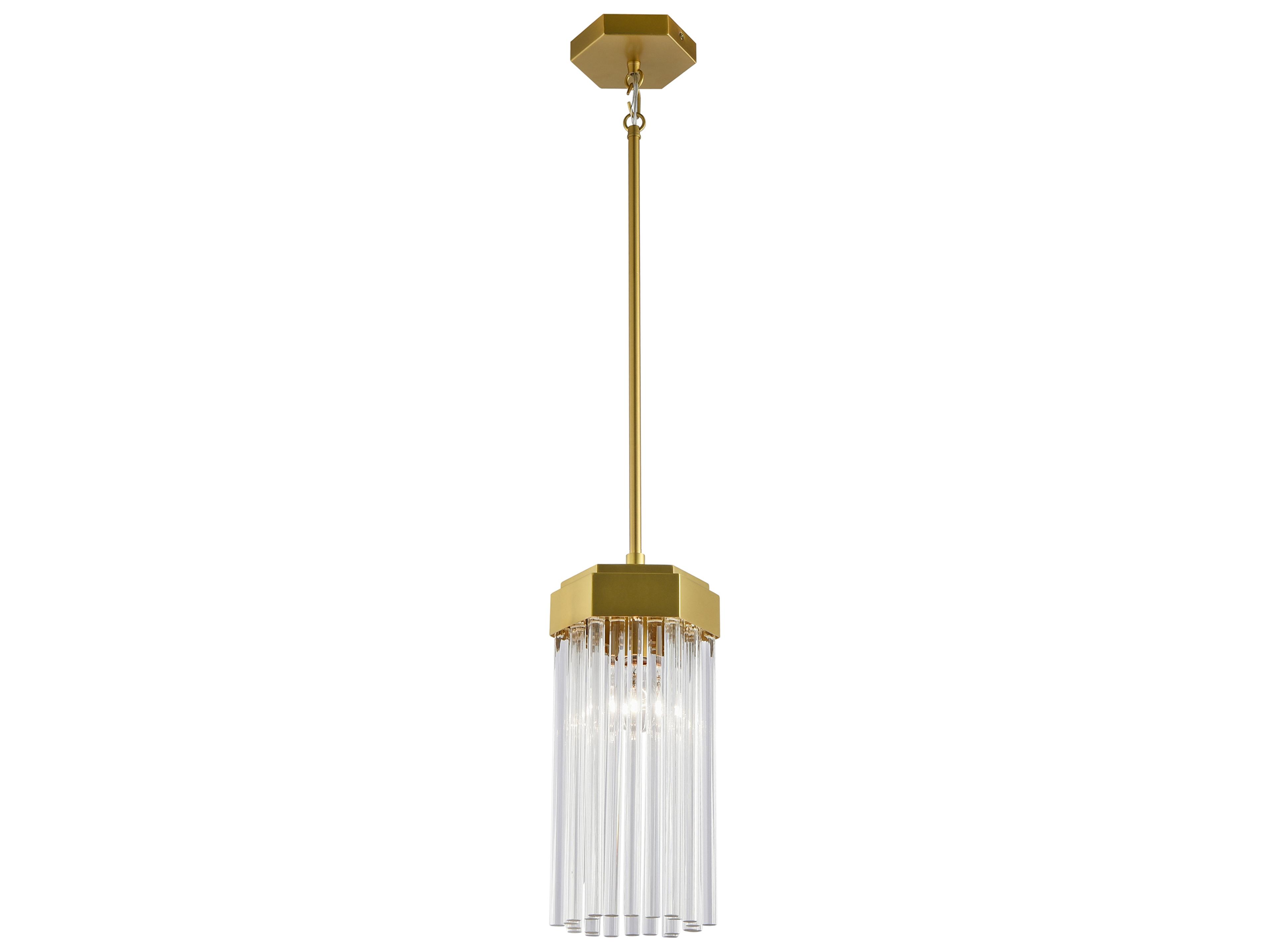 Emma Pendant Light in Brushed Brass with Glass Rods