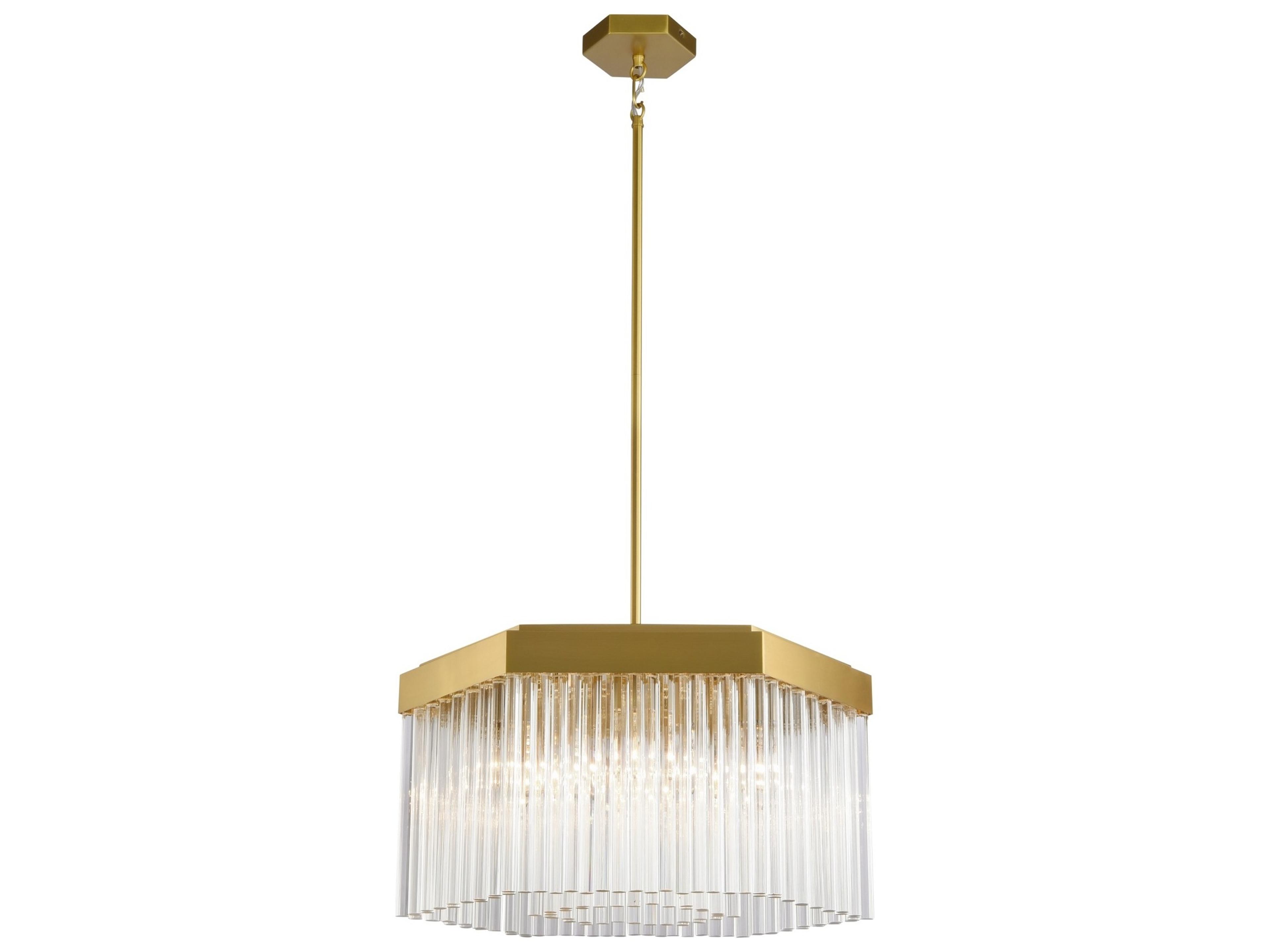 Emma 7-Light Chandelier in Brushed Brass with Glass Rods