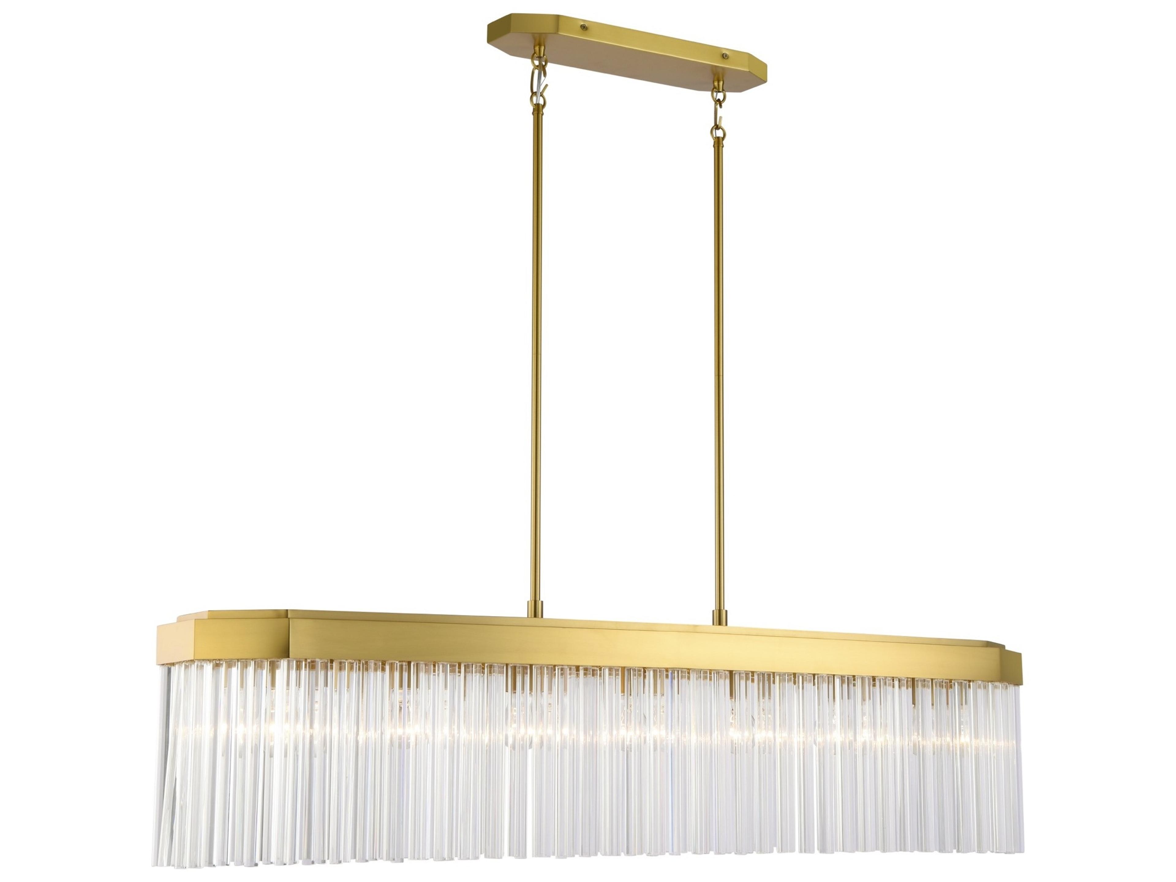 Artcraft Emma 7-Light Brushed Brass Linear Island Pendant