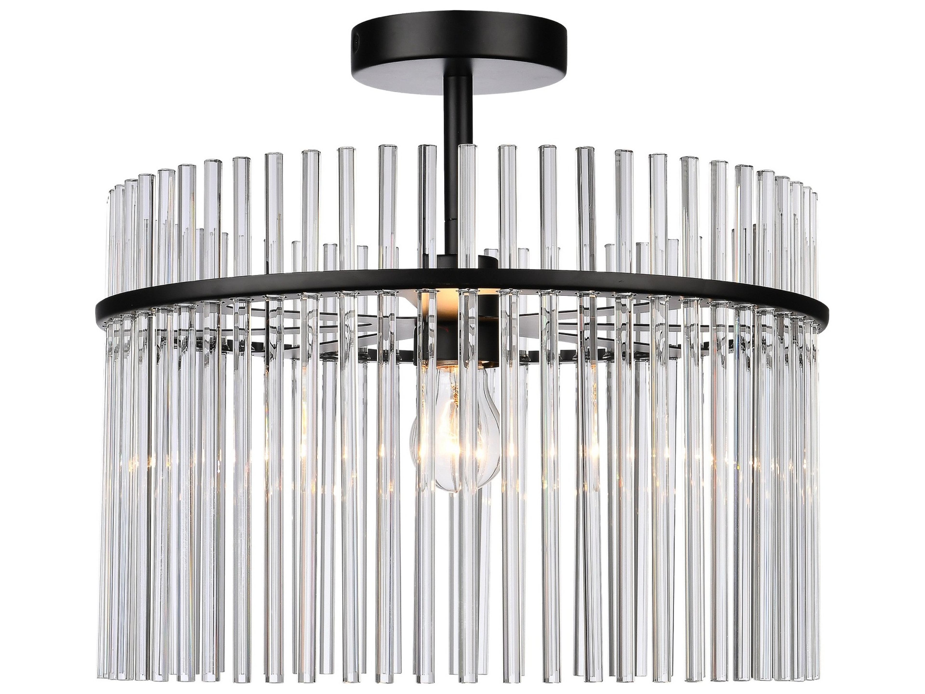 Artcraft Ava 1-Light Black Semi Flush Mount