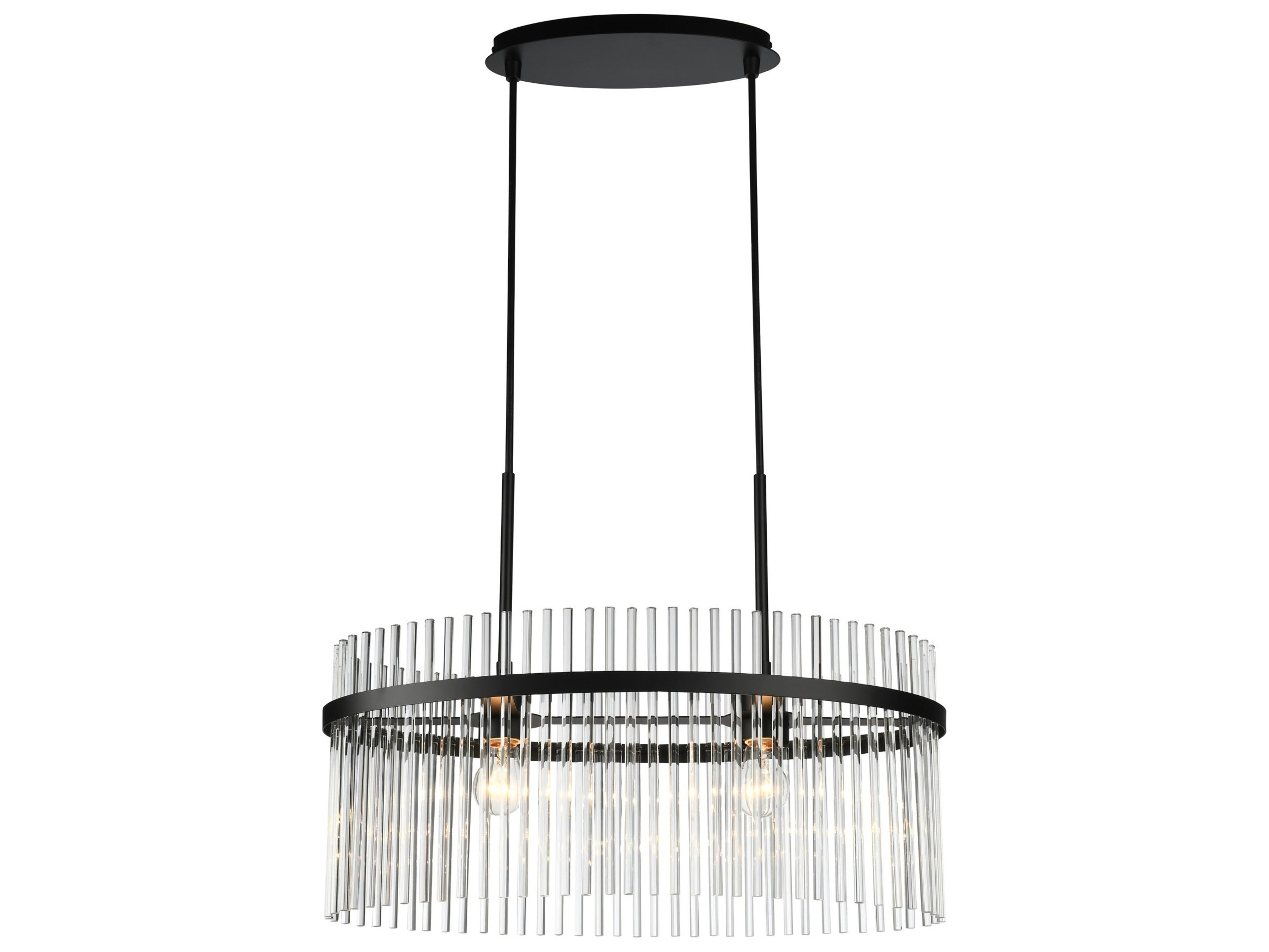 Artcraft Ava 2-Light Black Drum Round Island Pendant
