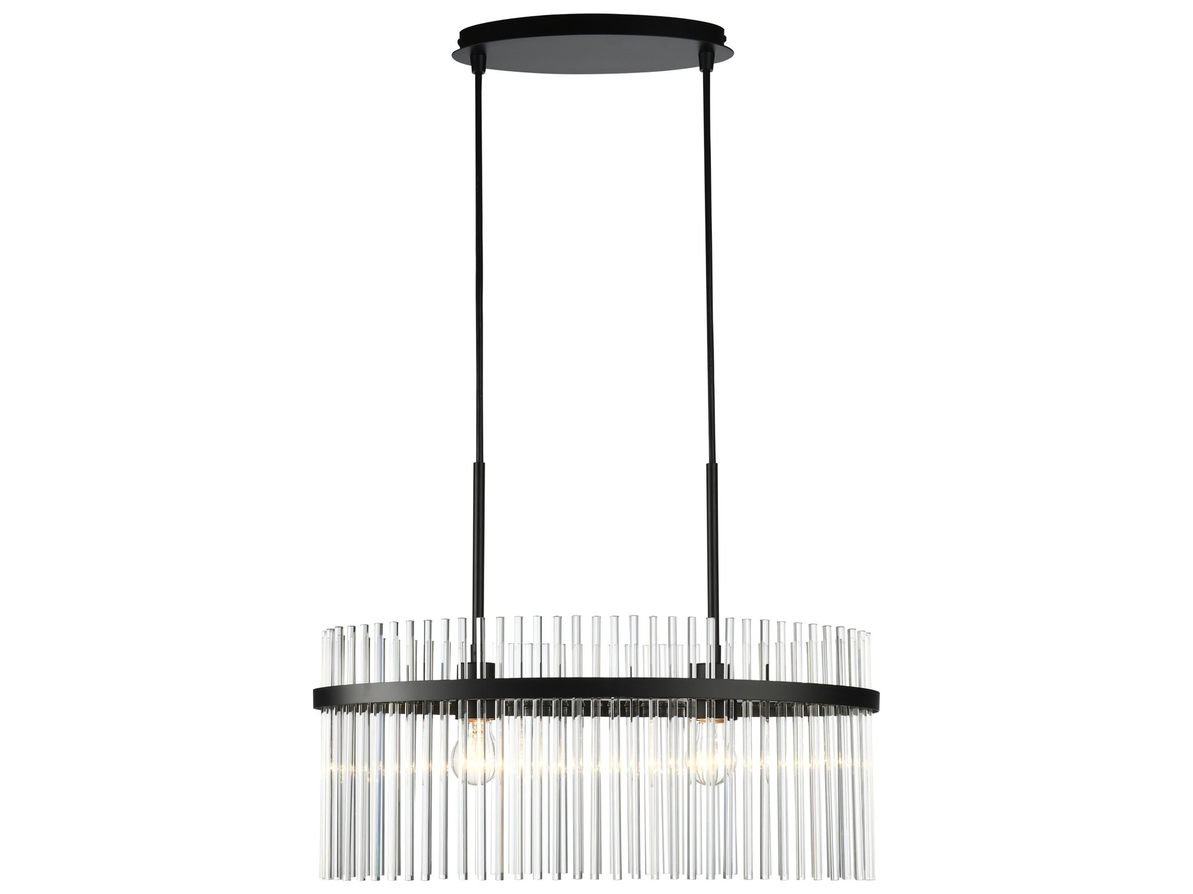 Artcraft Ava 2-Light Black Drum Round Island Pendant