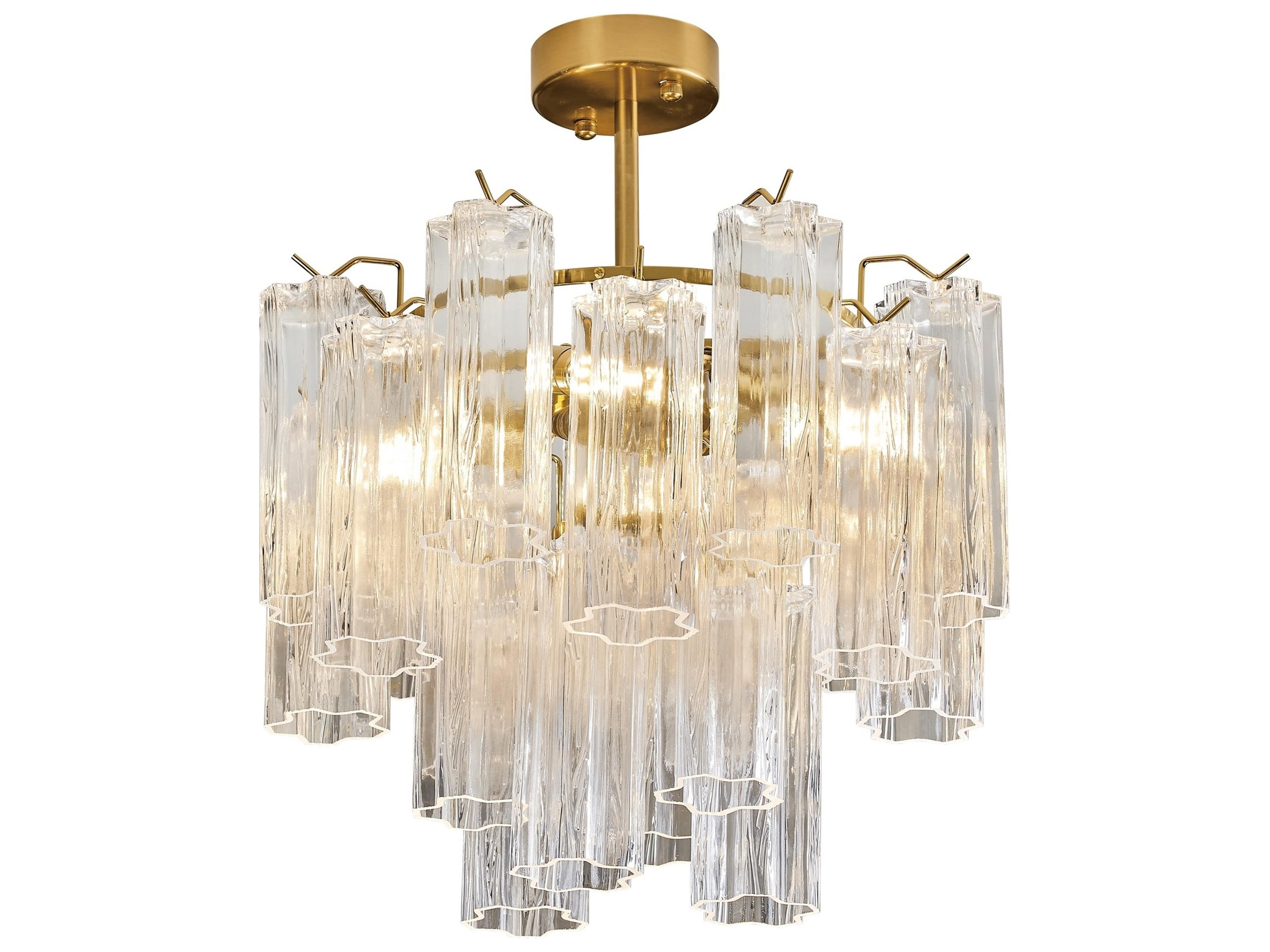 Sophia Semi-Flush Mount Ceiling Light in Brass