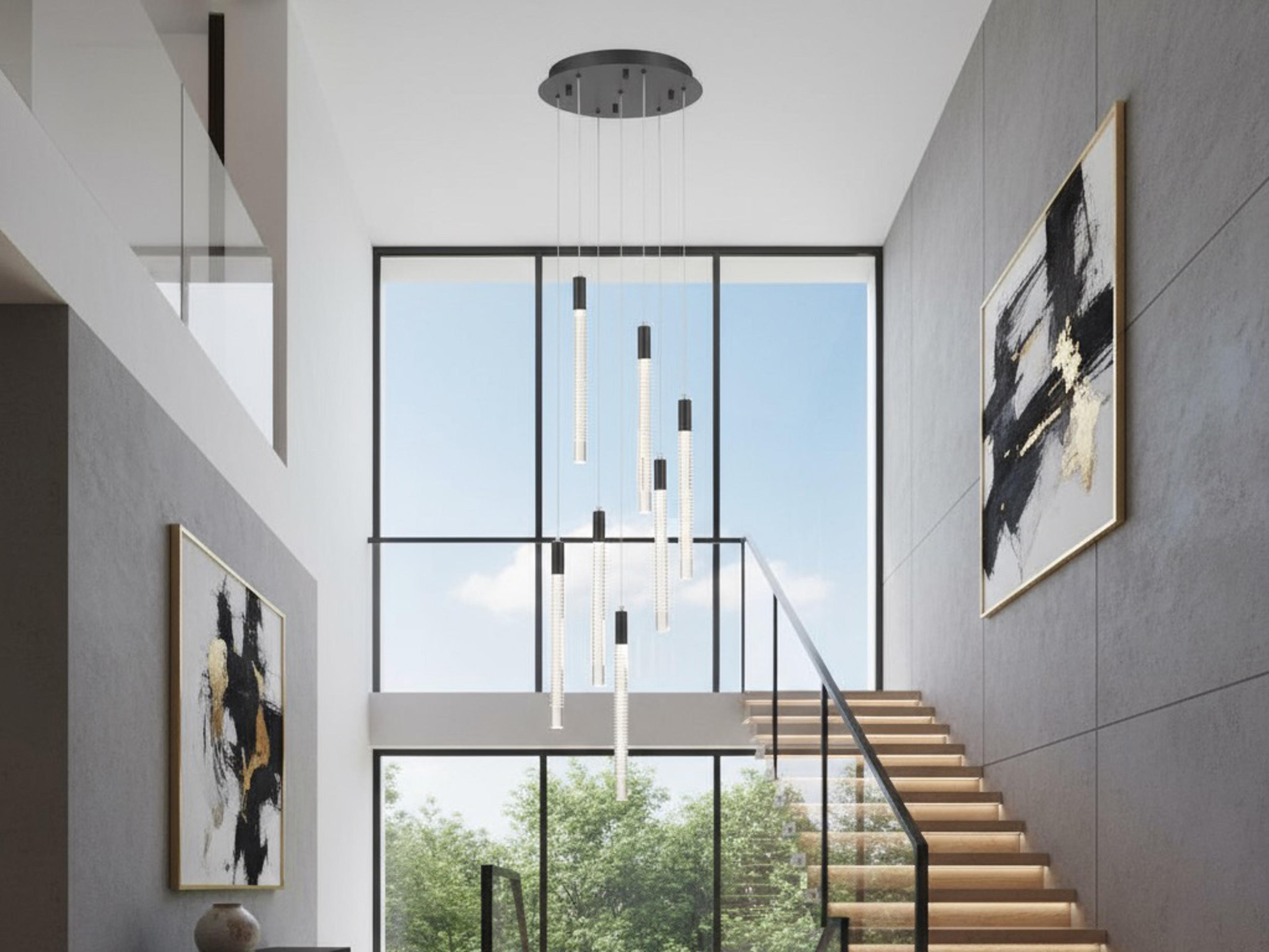 Artcraft Celine 7-Light Black Cylinder Pendant