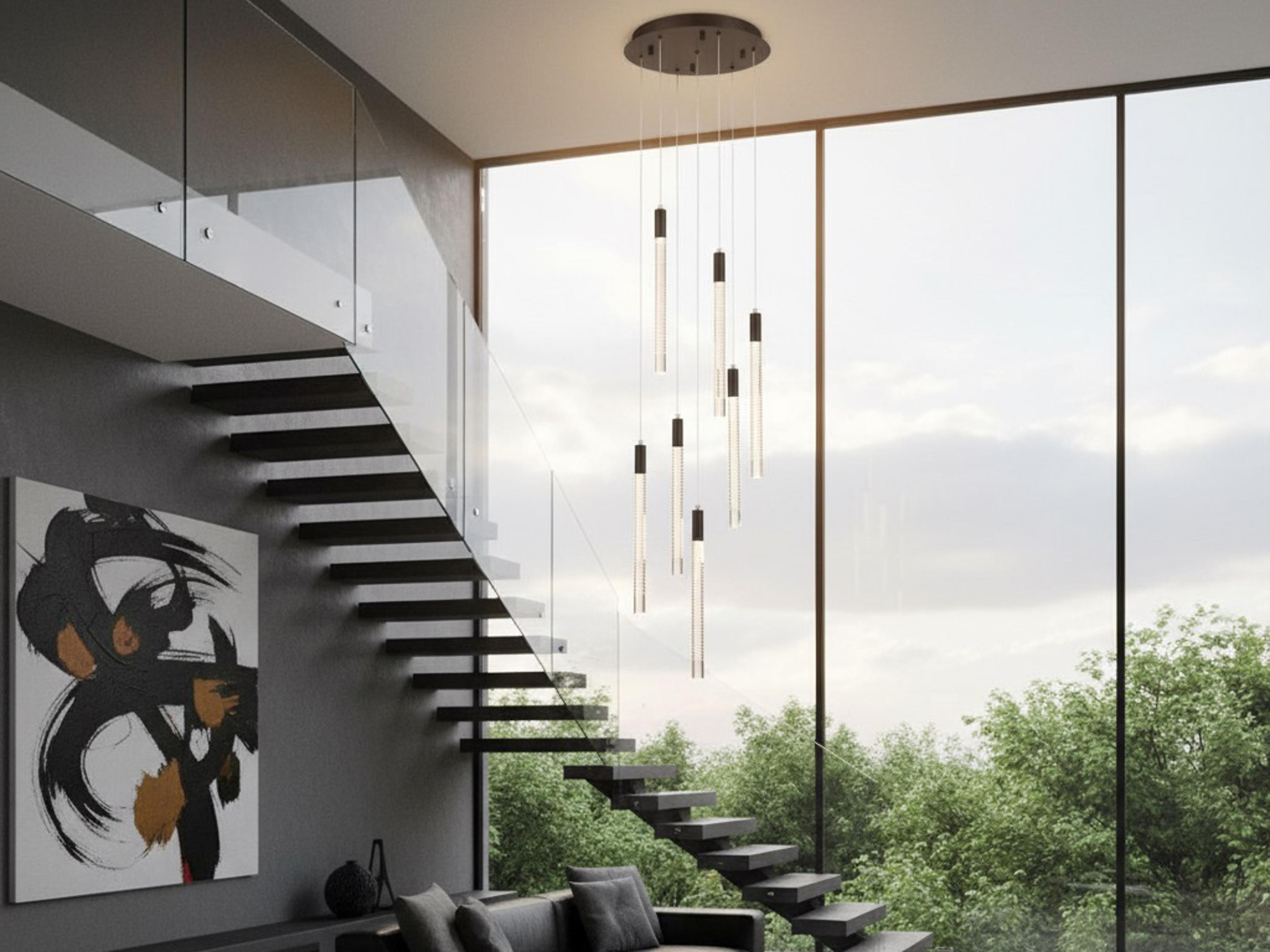 Artcraft Celine 7-Light Black Cylinder Pendant