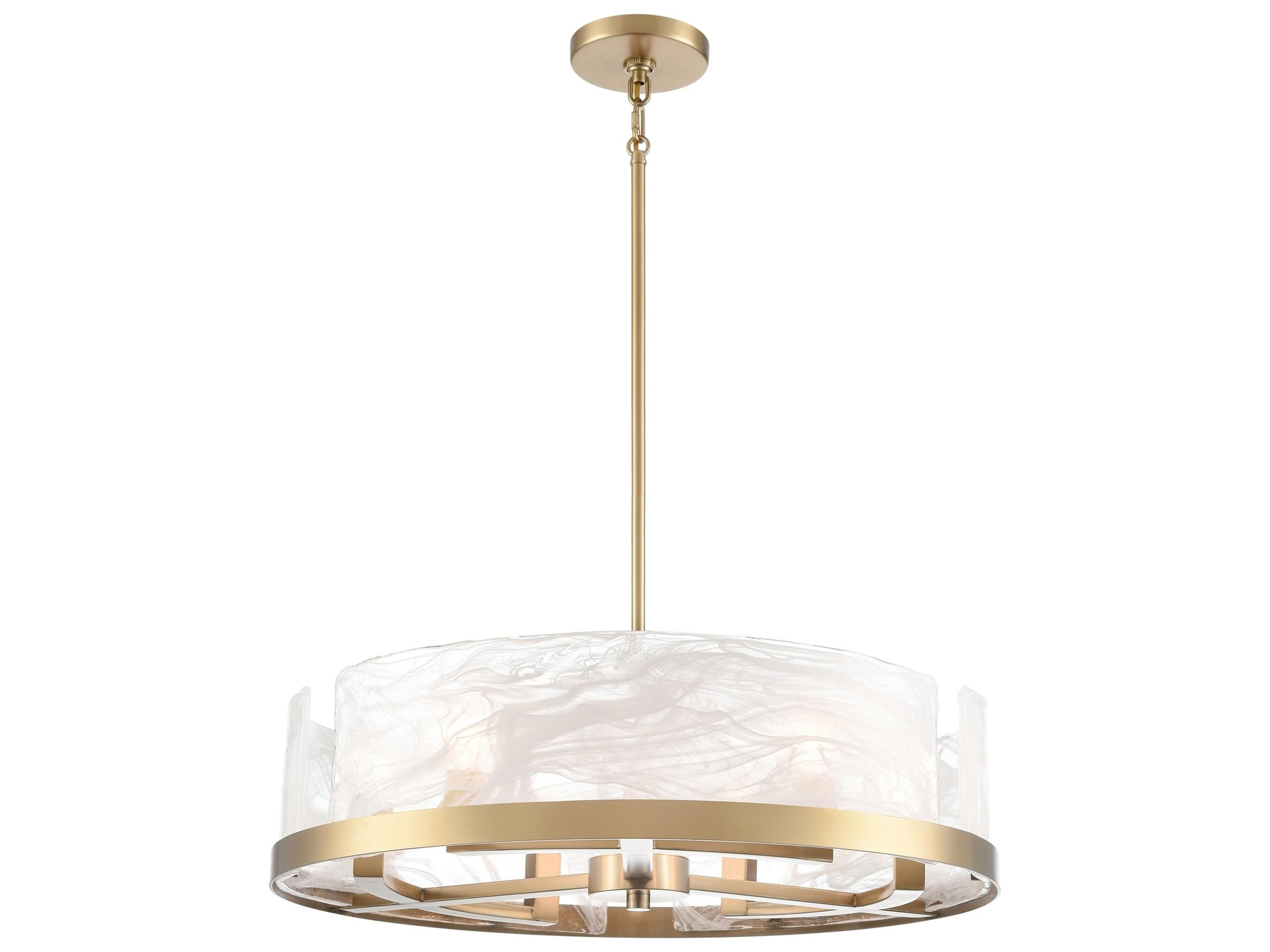 Skye Six Light Chandelier in Brass Modern Round