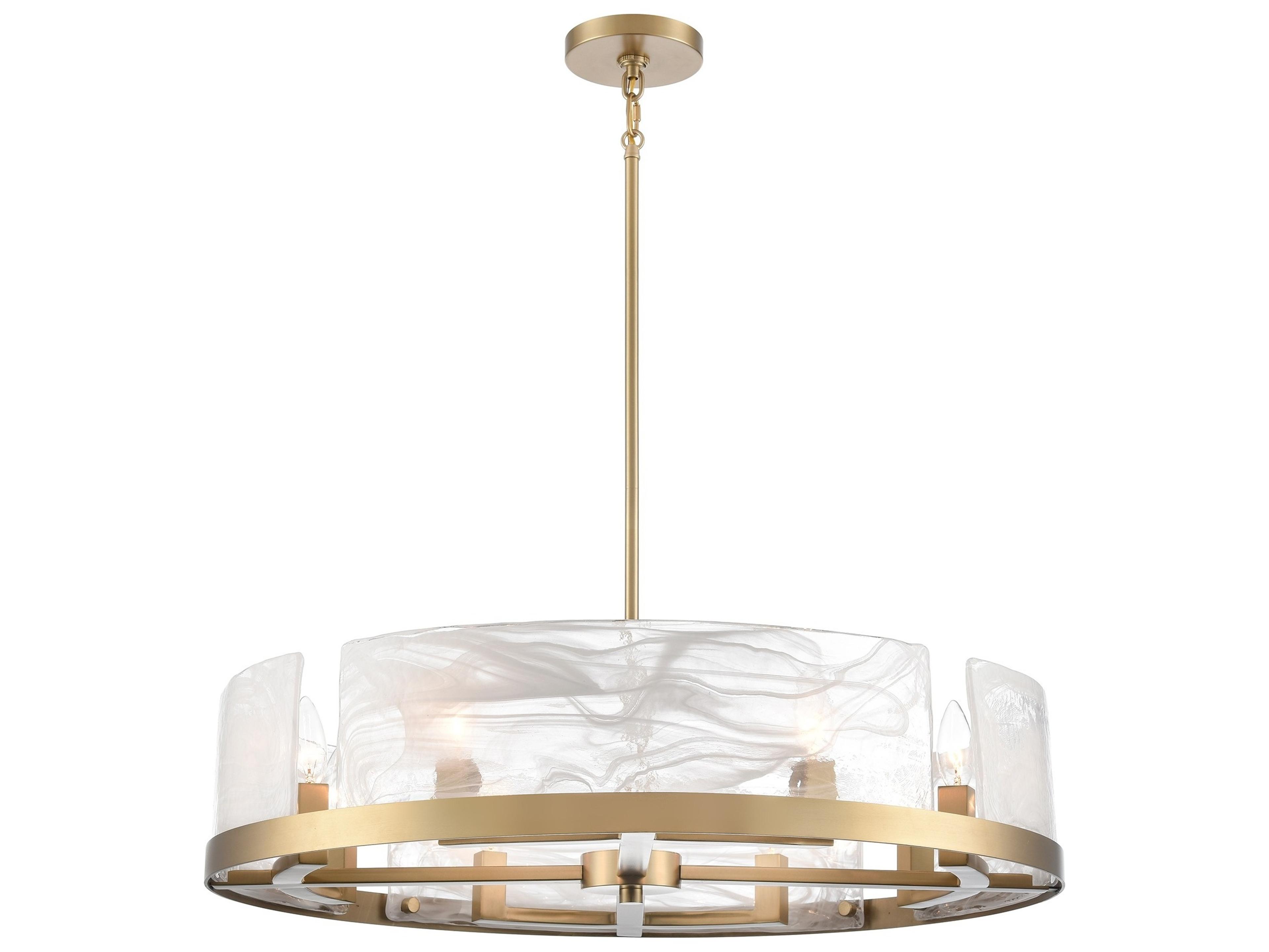 Skye 8 Light Chandelier in Brass Modern Drum Fixture