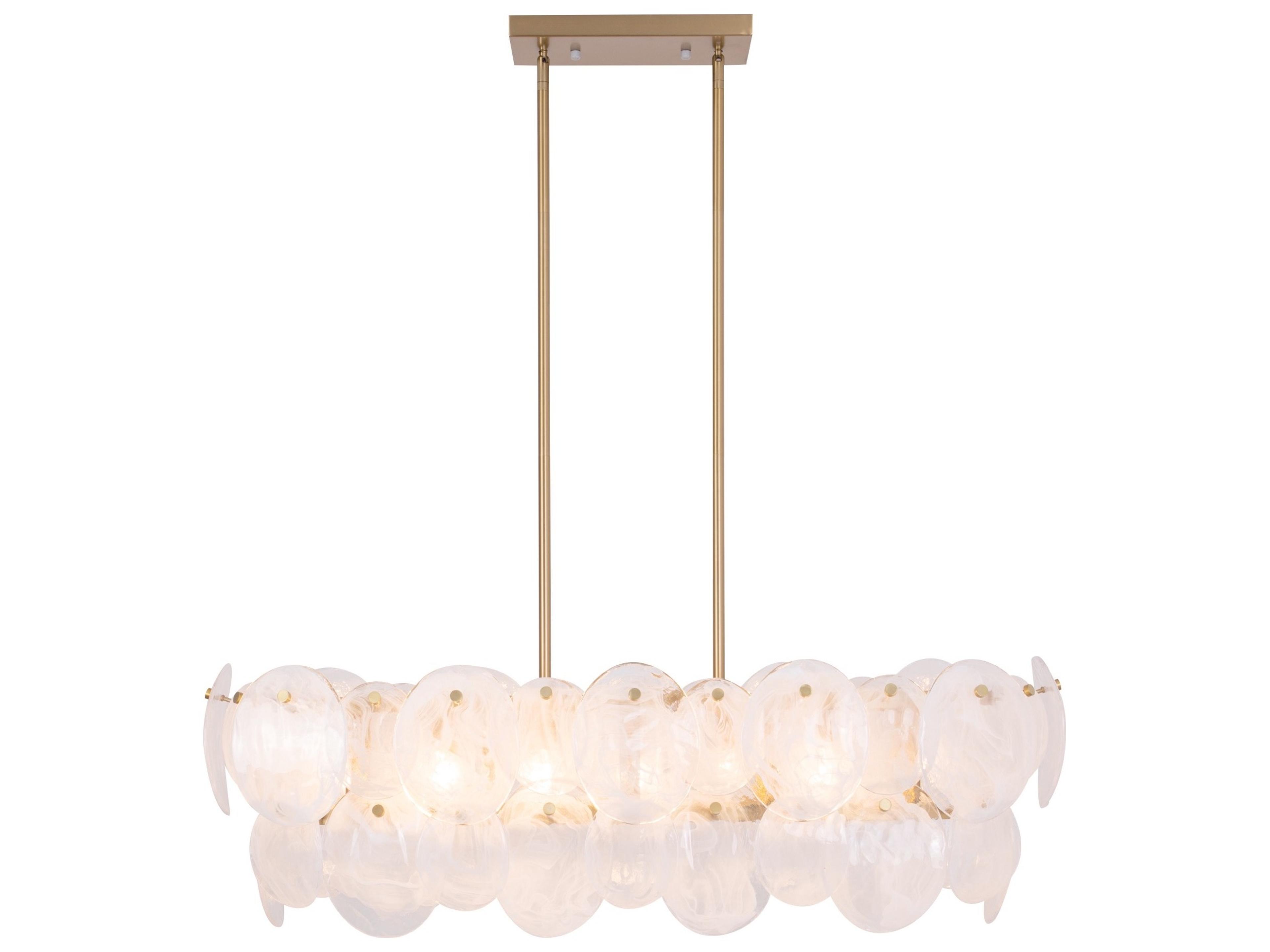 Artcraft Lily 7-Light Brushed Brass Linear Island Pendant