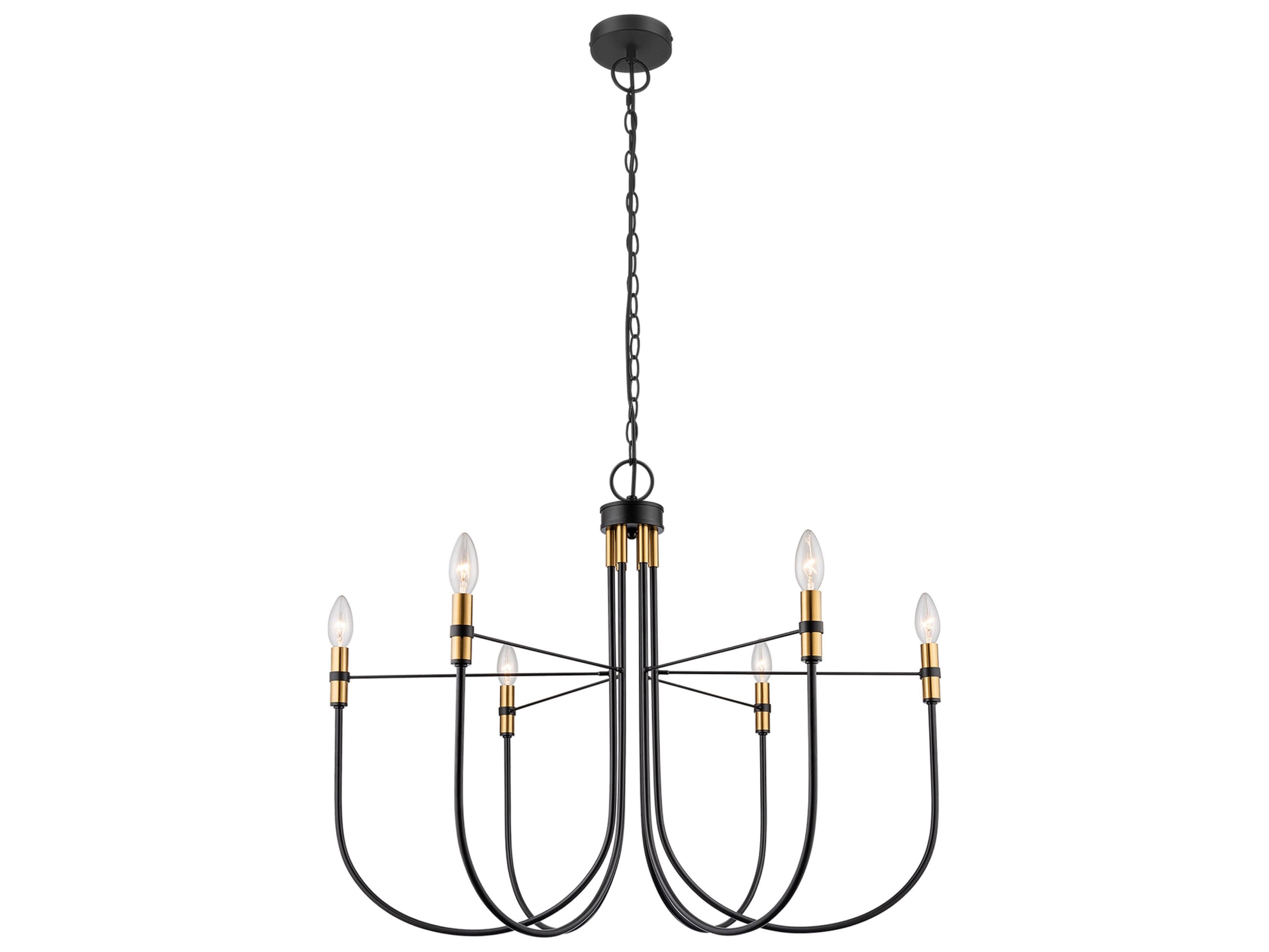 Foundry Six Light Chandelier in Black