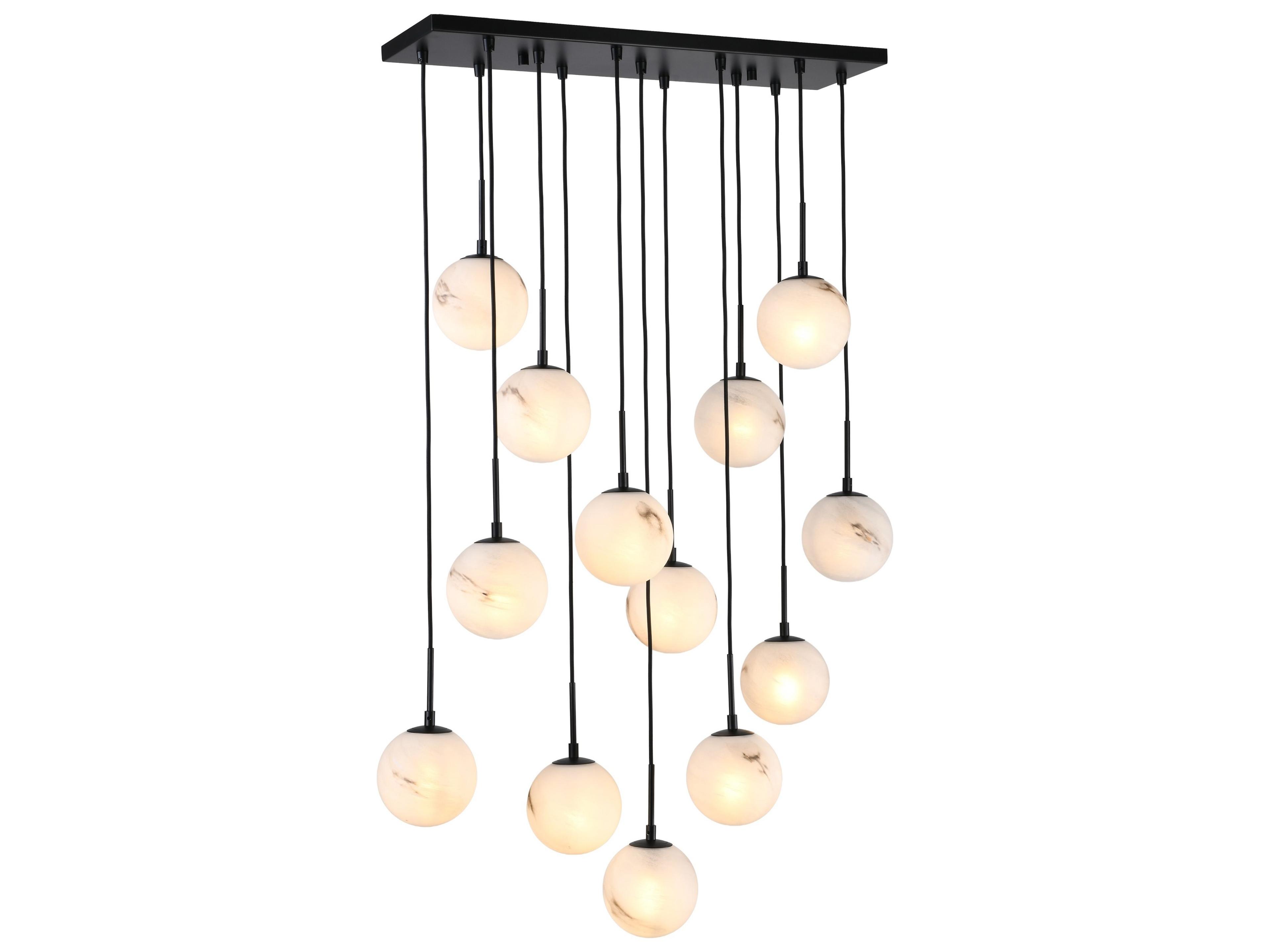 Artcraft Nightfall 13-Light Black Globe Island Pendant