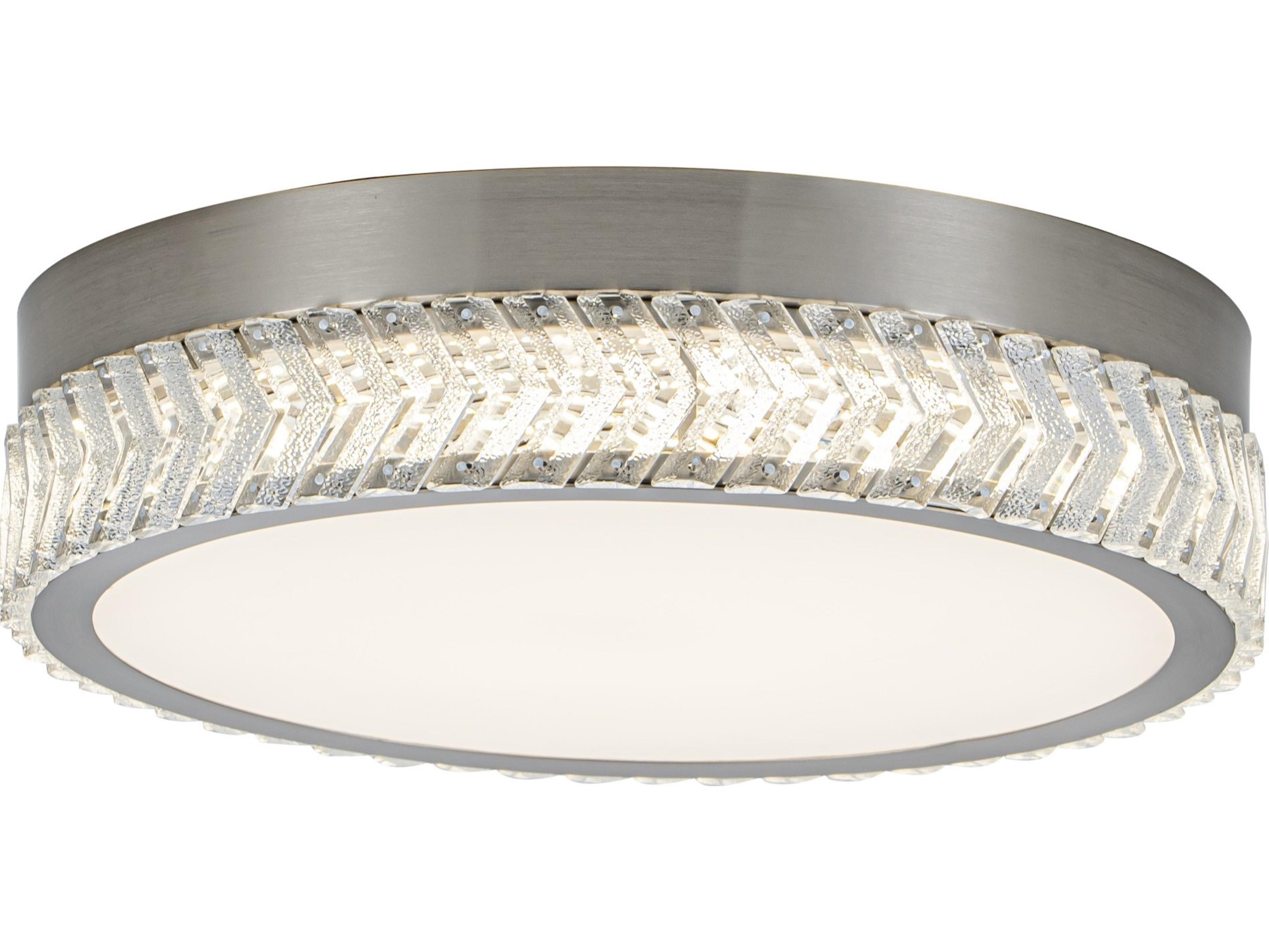 Artcraft Chevron Brushed Nickel Round Flush Mount