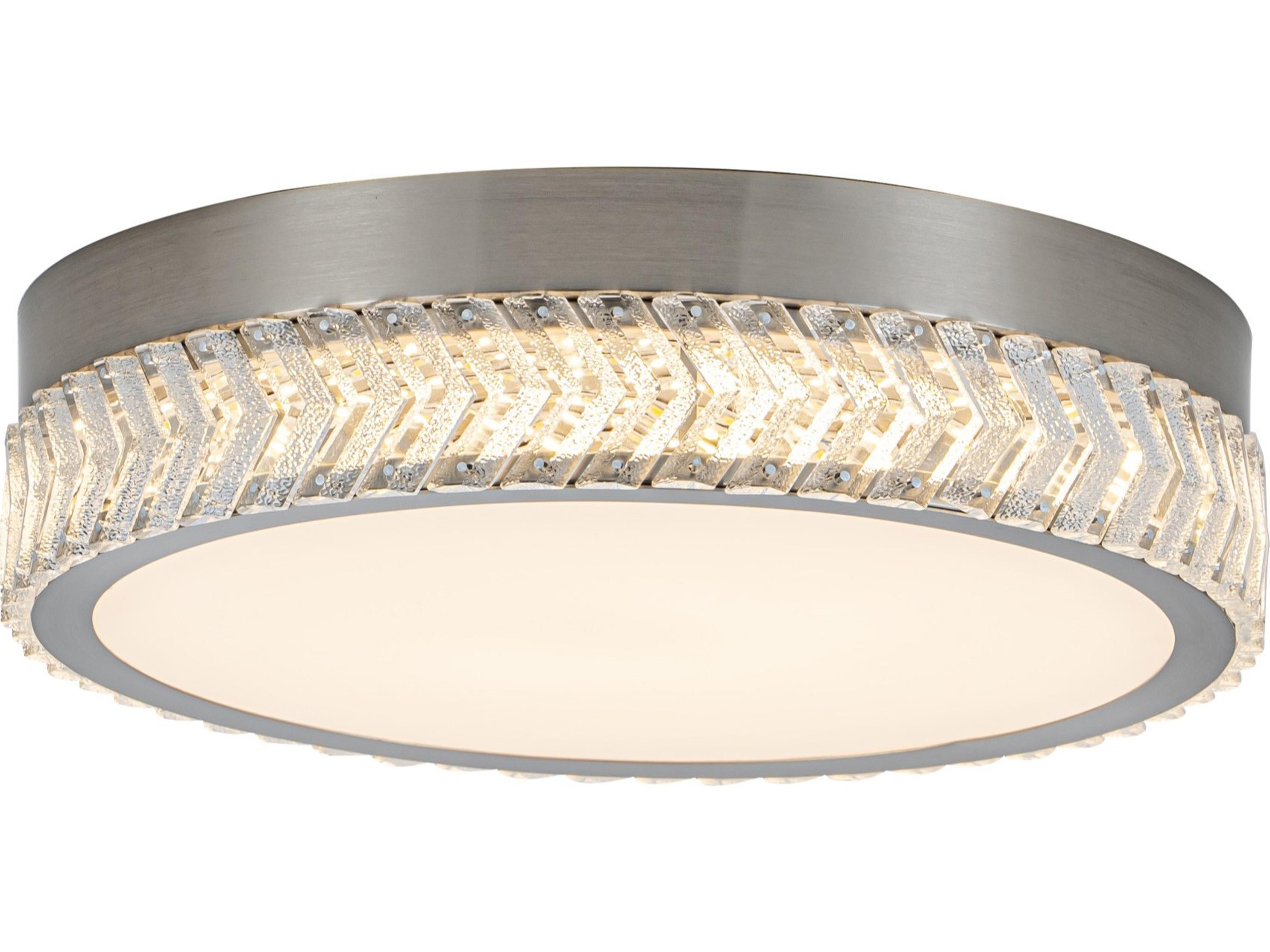 Artcraft Chevron Brushed Nickel Round Flush Mount