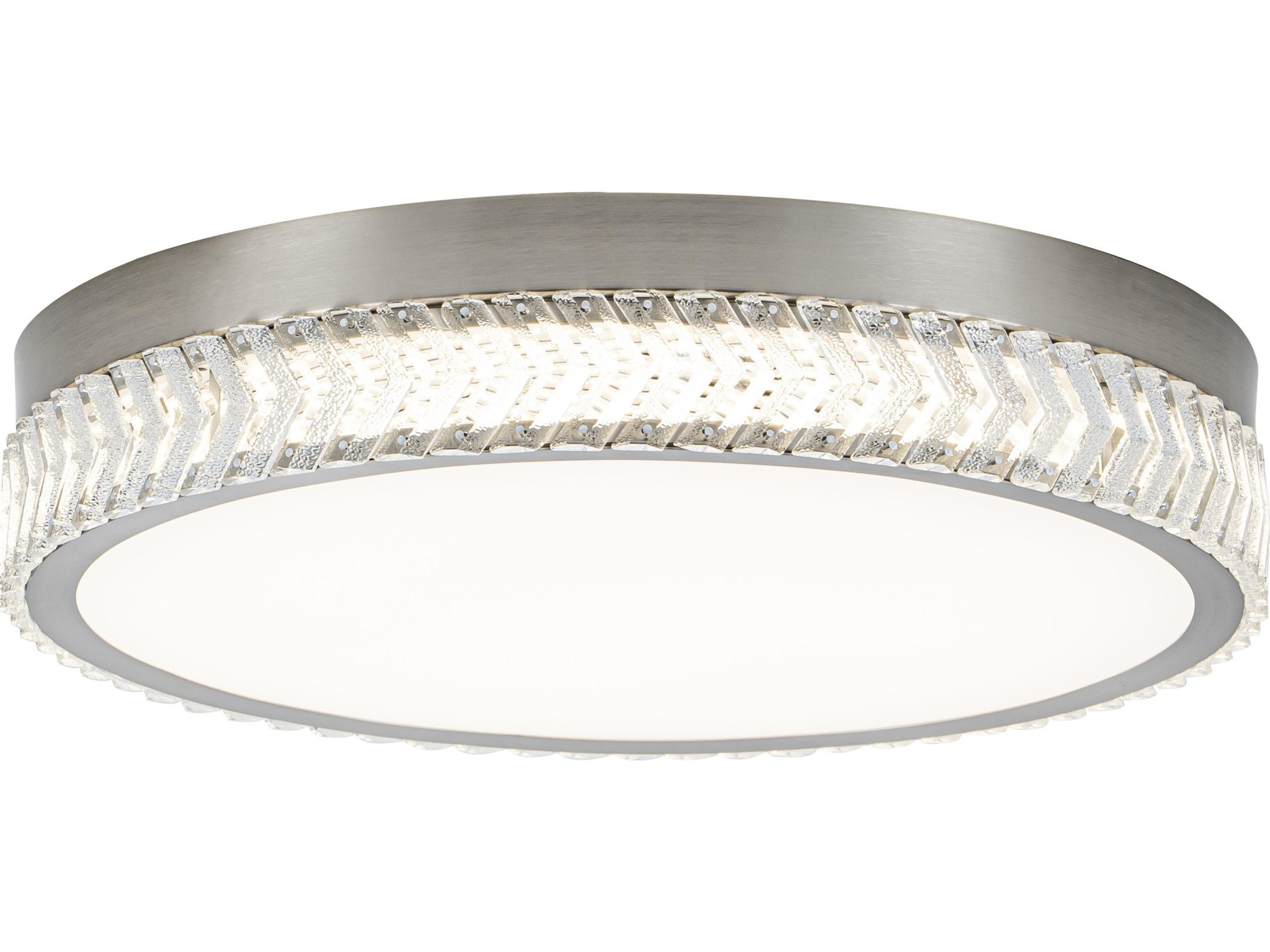 Chevron LED Flush Mount in Brushed Nickel with Crystals