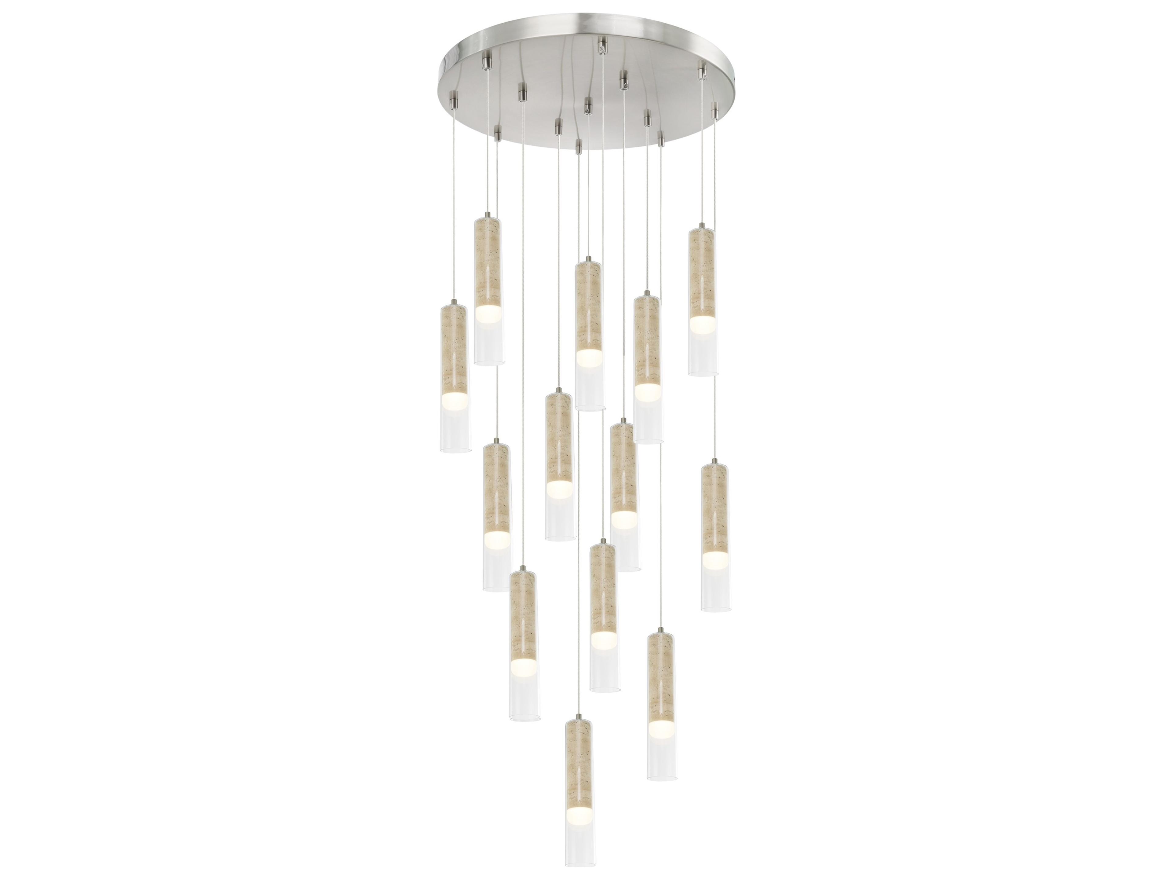 Zara Multi-Light Pendant Brushed Nickel LED Chandelier
