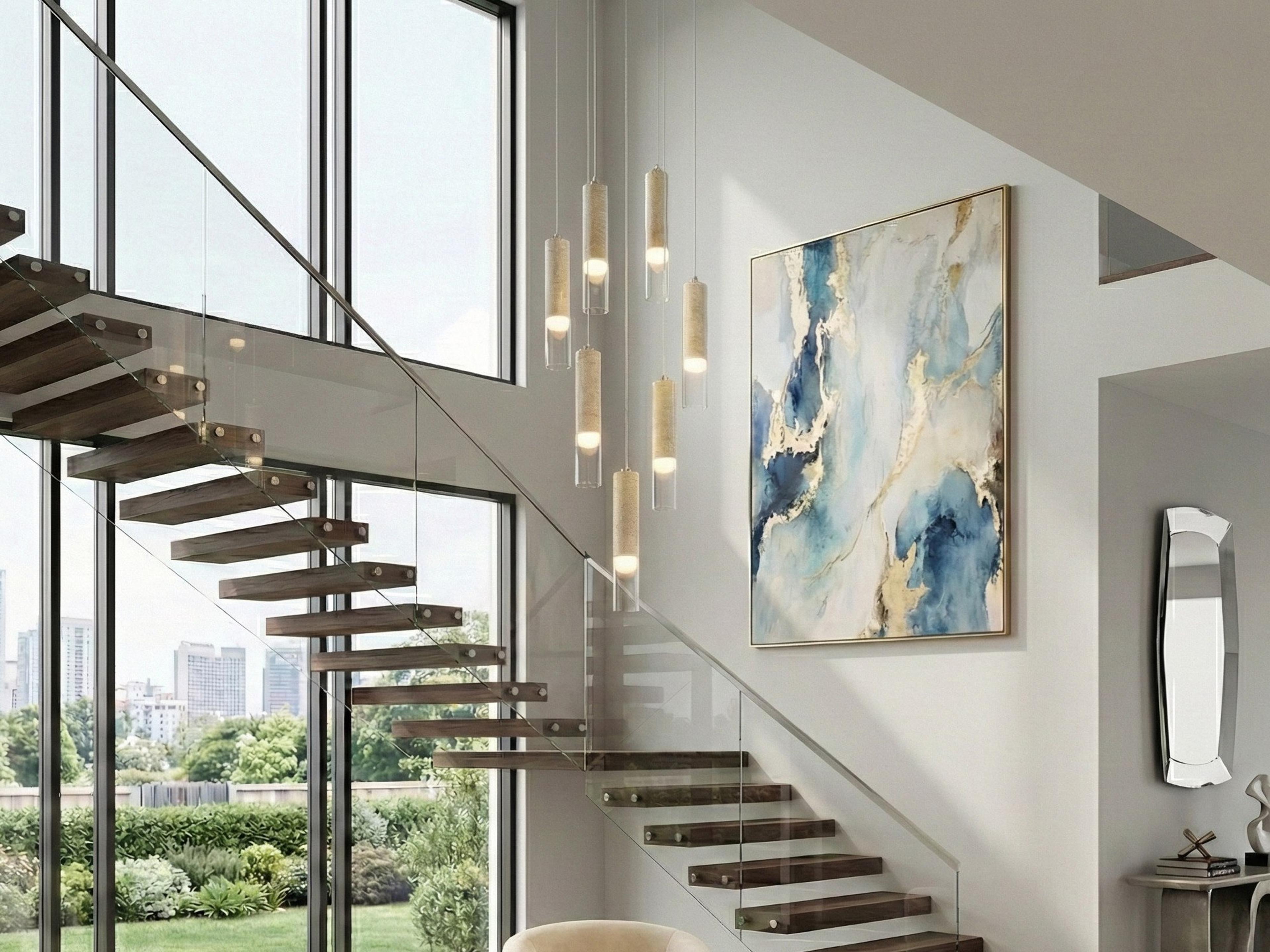 Artcraft Zara 7-Light Brushed Nickel Cylinder Round Pendant