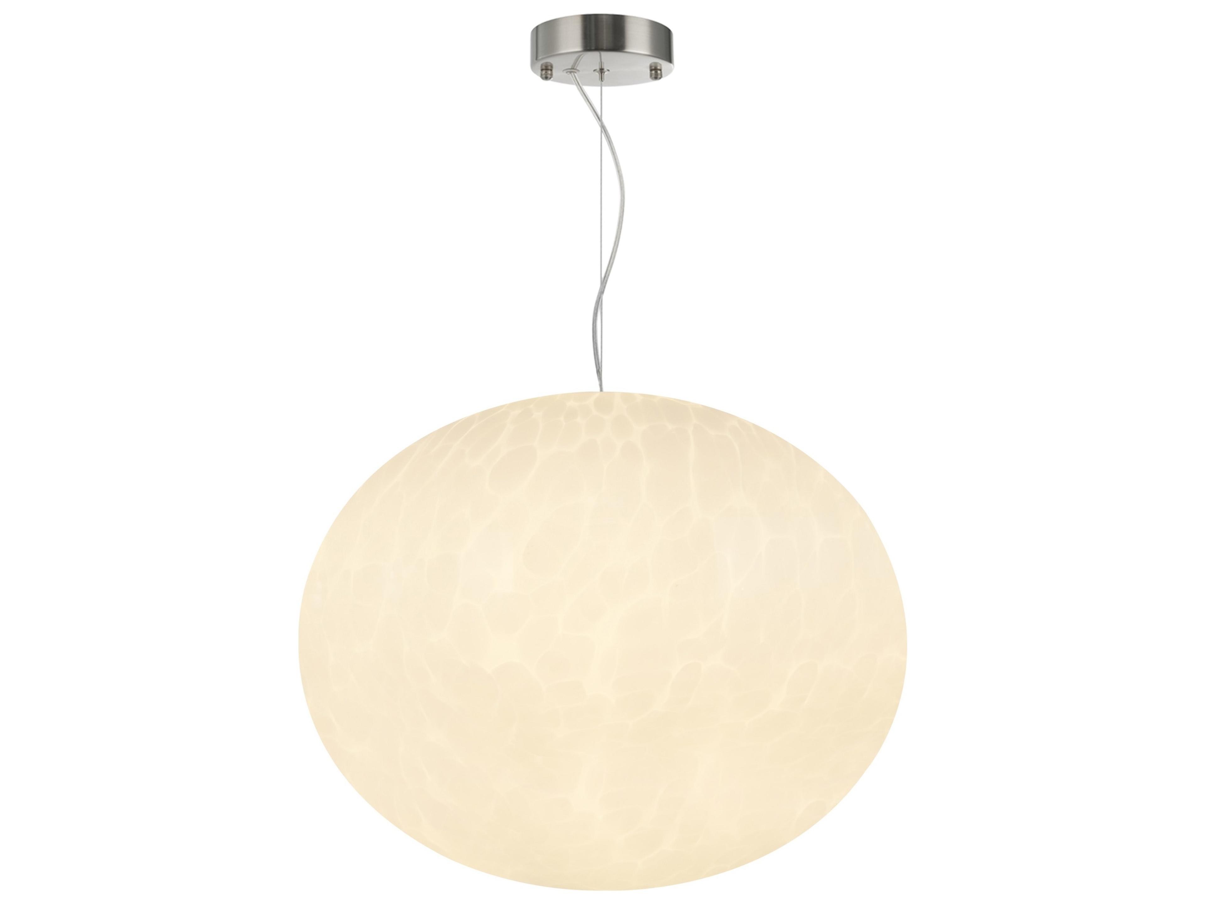 Portico LED Pendant in Satin Nickel with Alabaster-Style Glass
