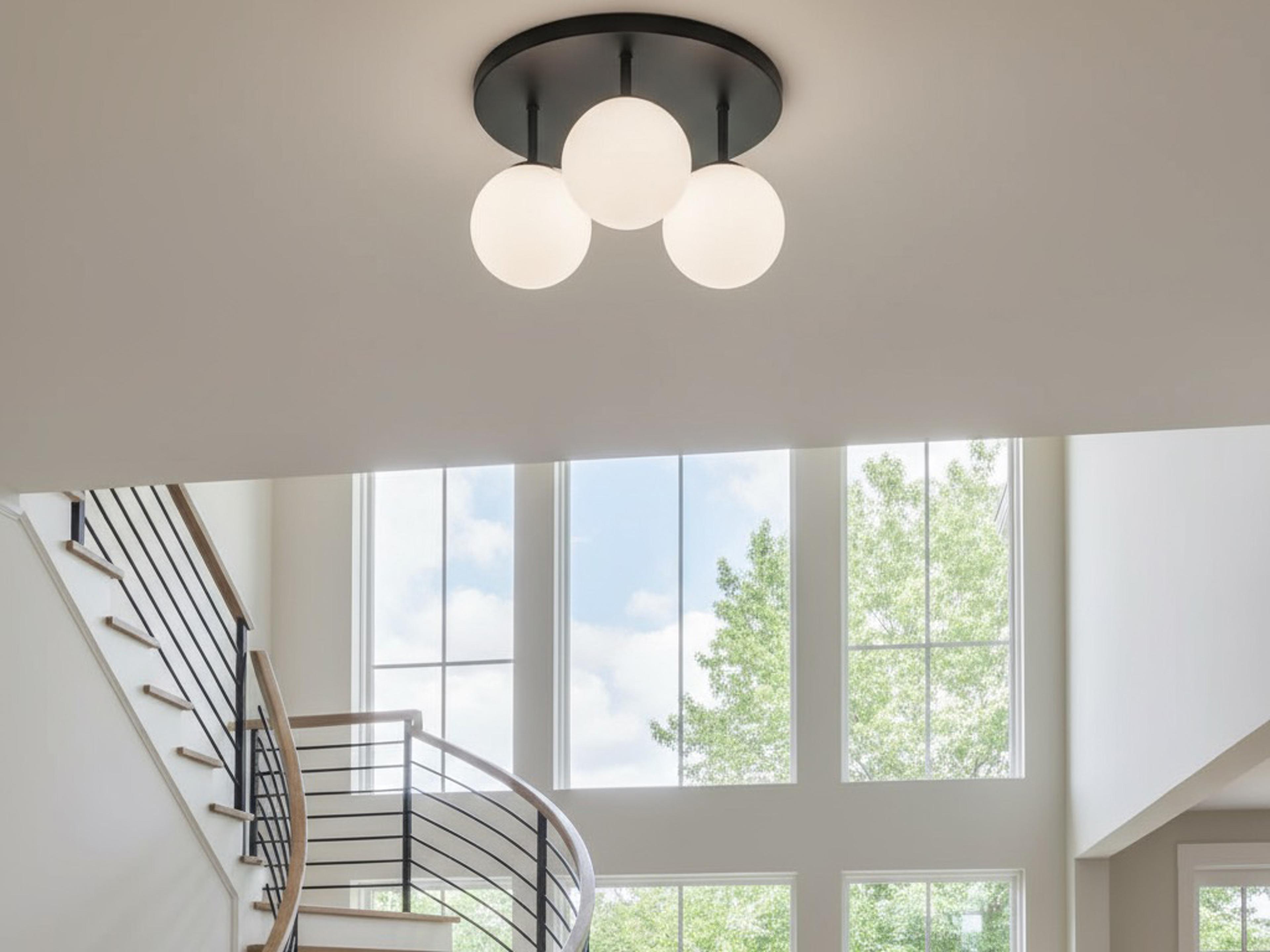 Artcraft Comet 3-Light Semi Matte Black Glass LED Globe Flush Mount