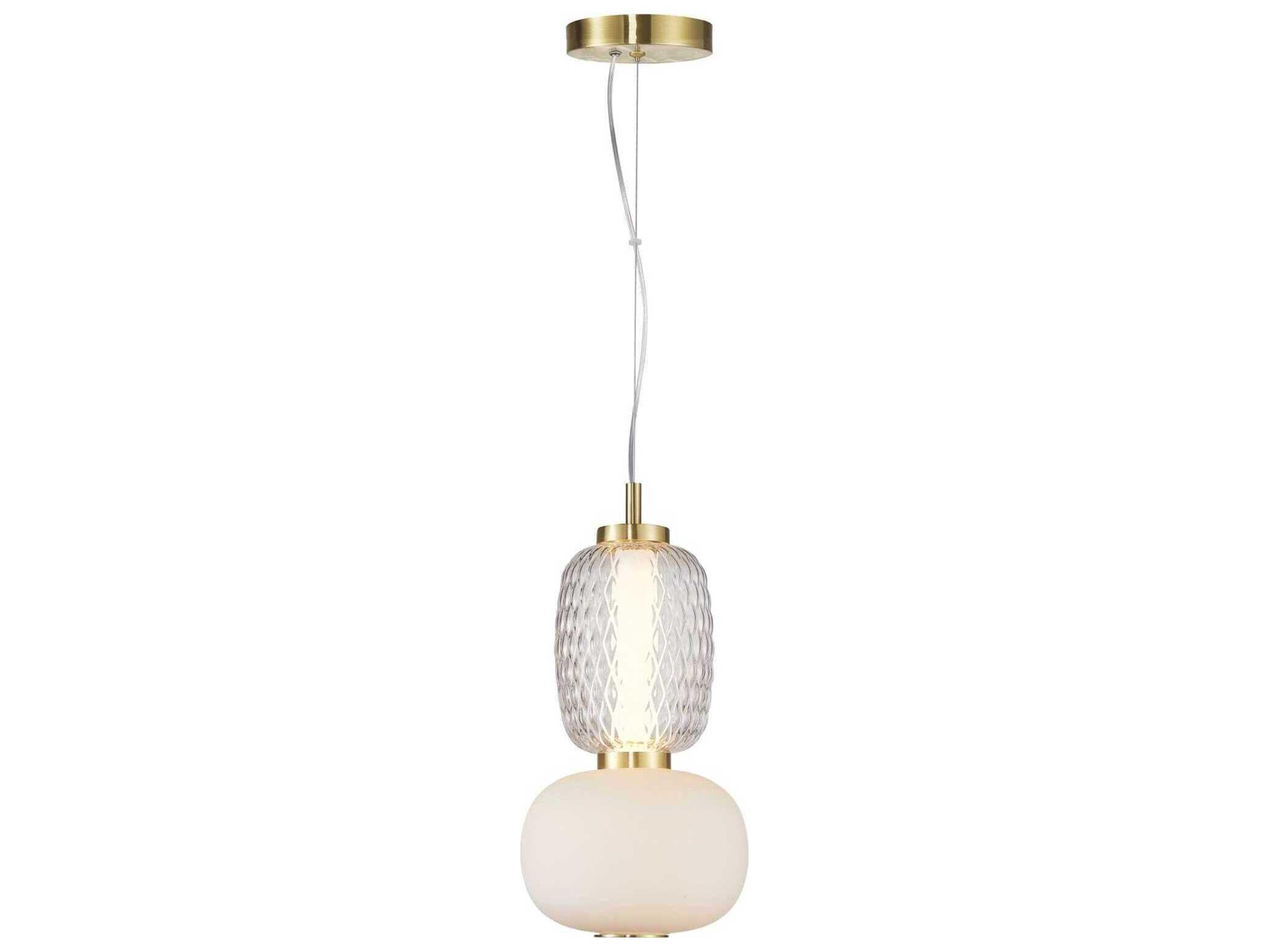 Cyra Pendant Light in Brass with Glass Shade