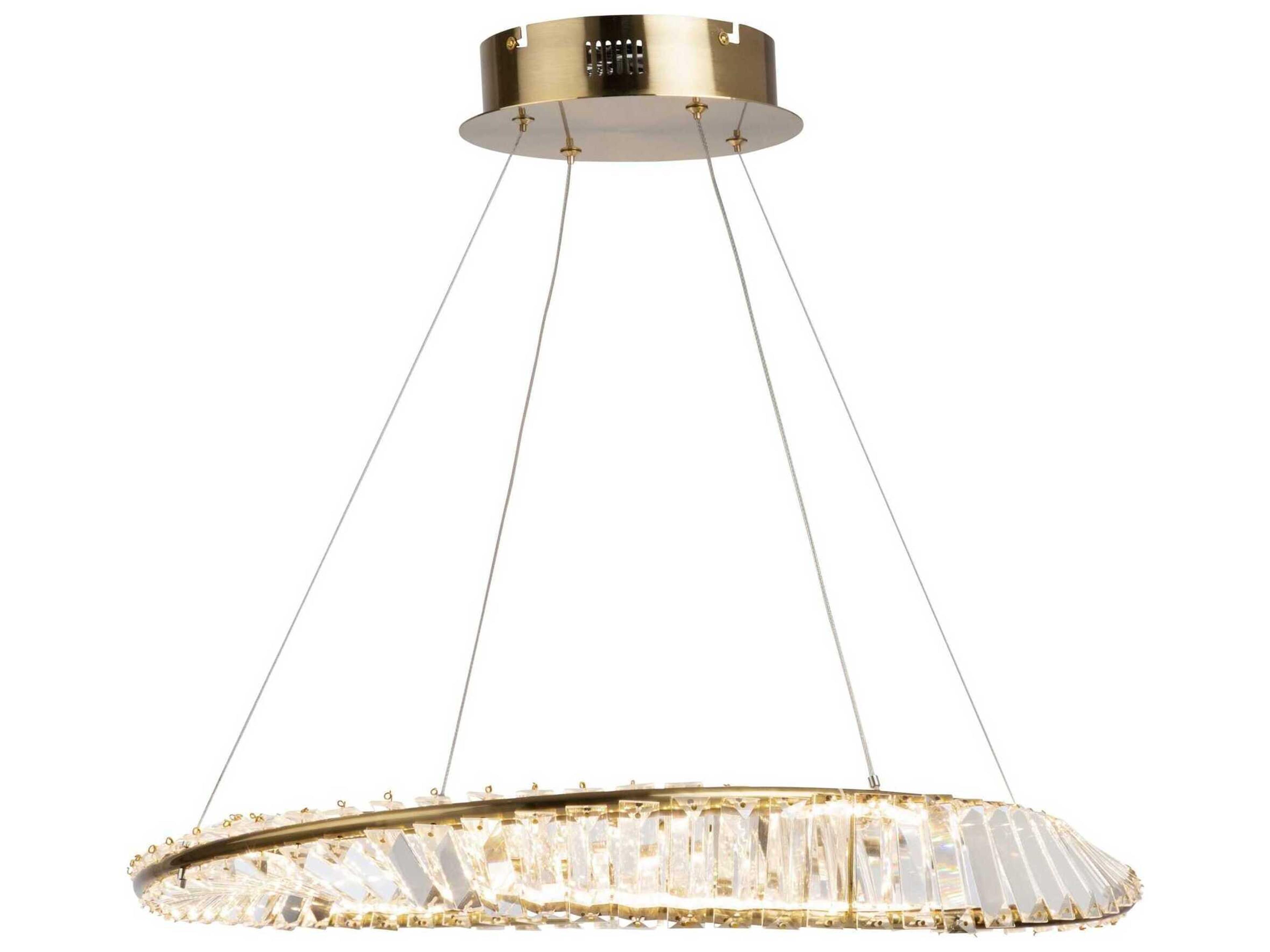 Artcraft Stella Brushed Brass Crystal LED Round Pendant