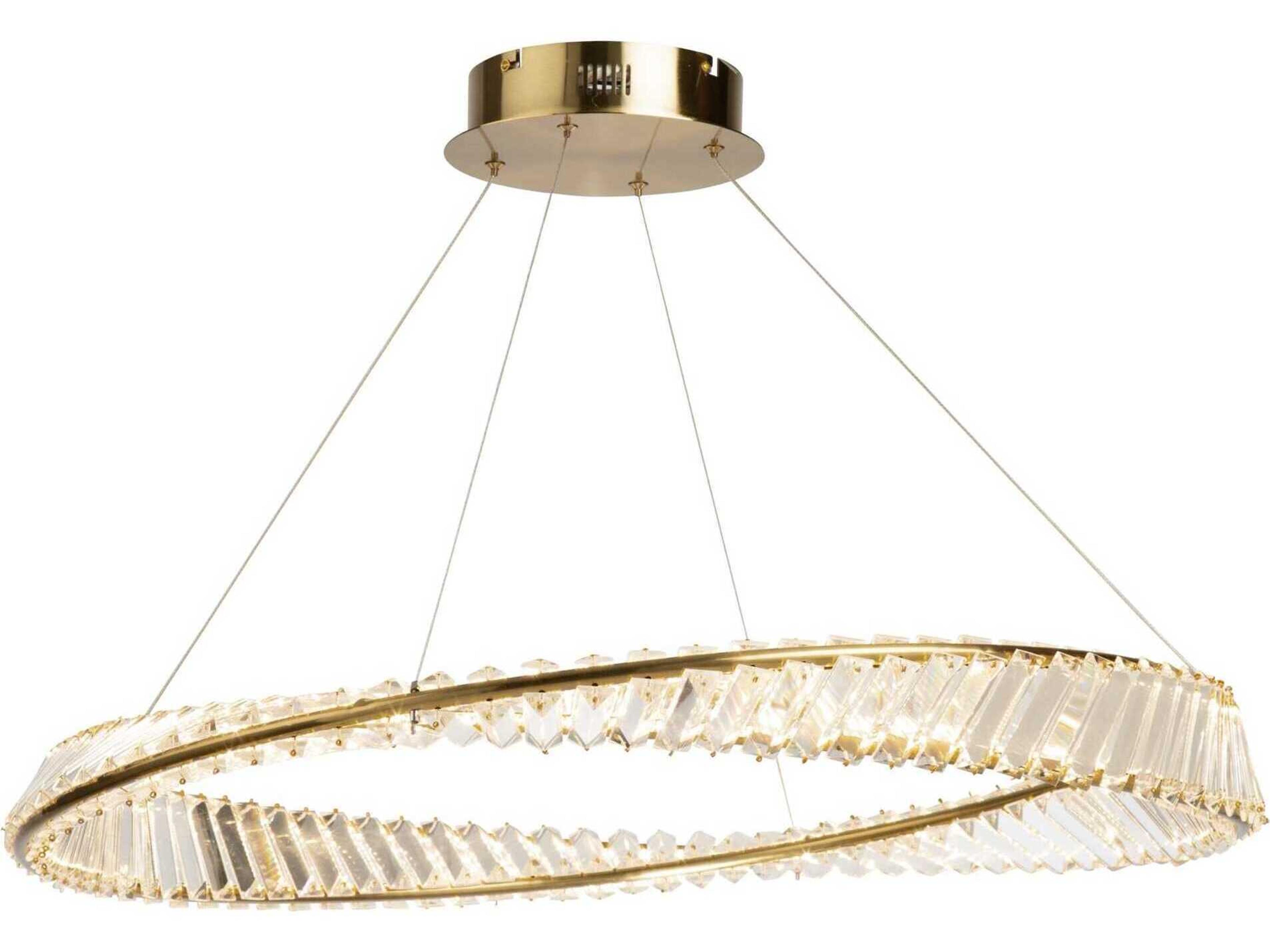 Artcraft Stella Brushed Brass Crystal LED Round Pendant